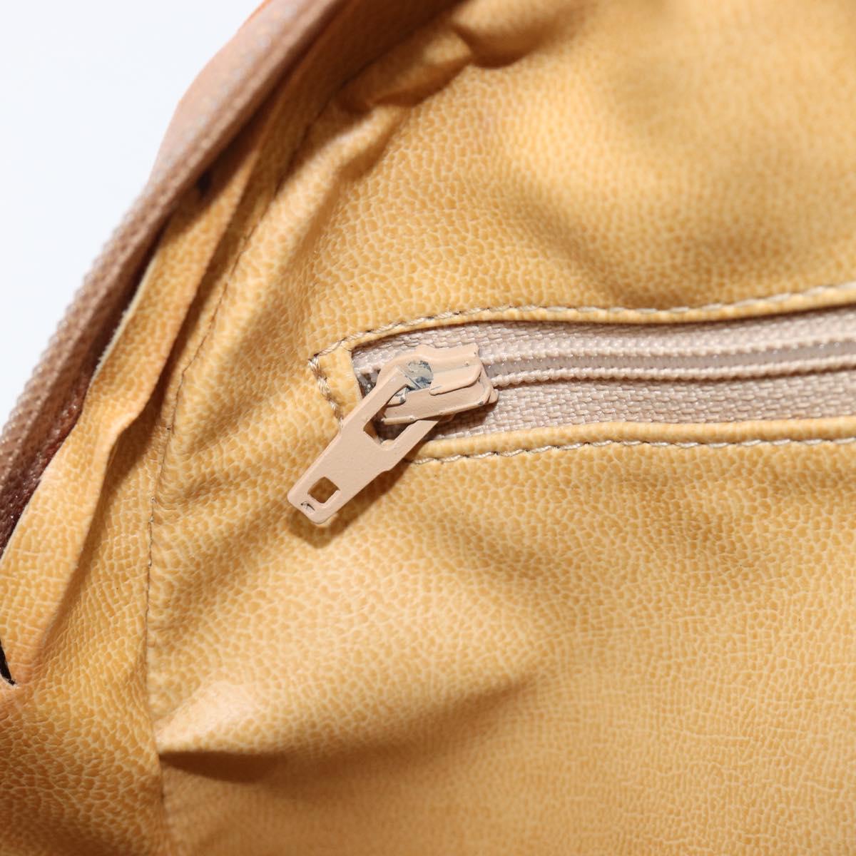 CELINE Macadam Canvas Shoulder Bag PVC Leather Brown Gold Auth 202674