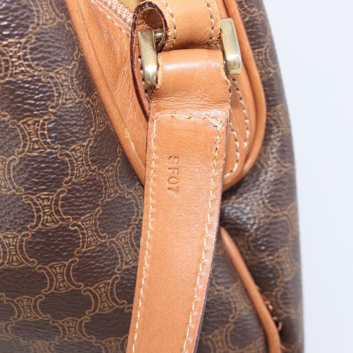 CELINE Macadam Canvas Shoulder Bag PVC Leather Brown Gold Auth 202674