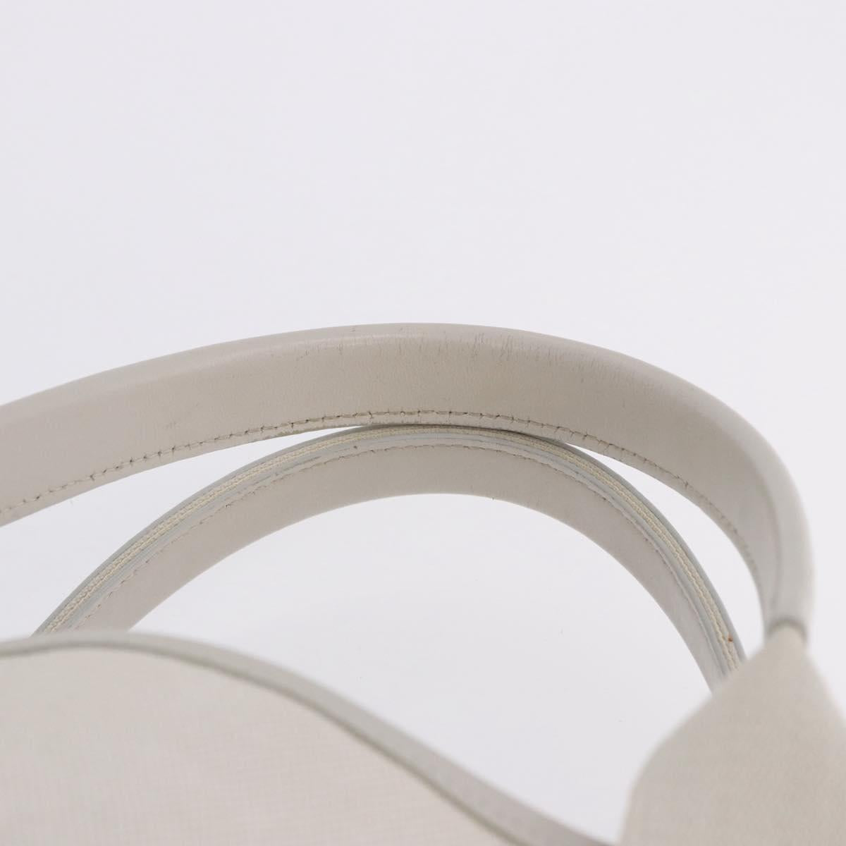 BALENCIAGA Navy Cabas Hand Bag Canvas Ivory Silver 339933 Auth 202675A