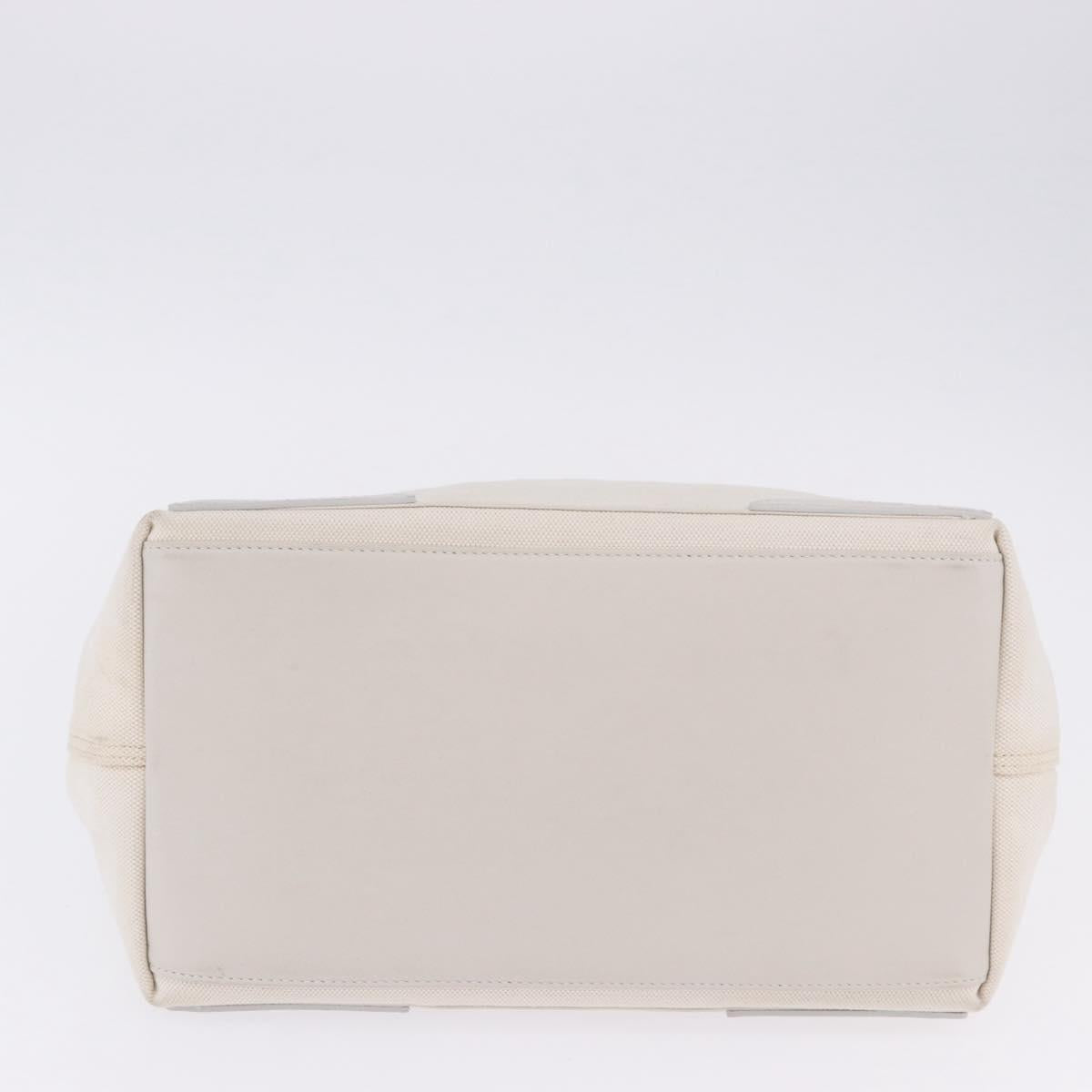 BALENCIAGA Navy Cabas Hand Bag Canvas Ivory Silver 339933 Auth 202675A