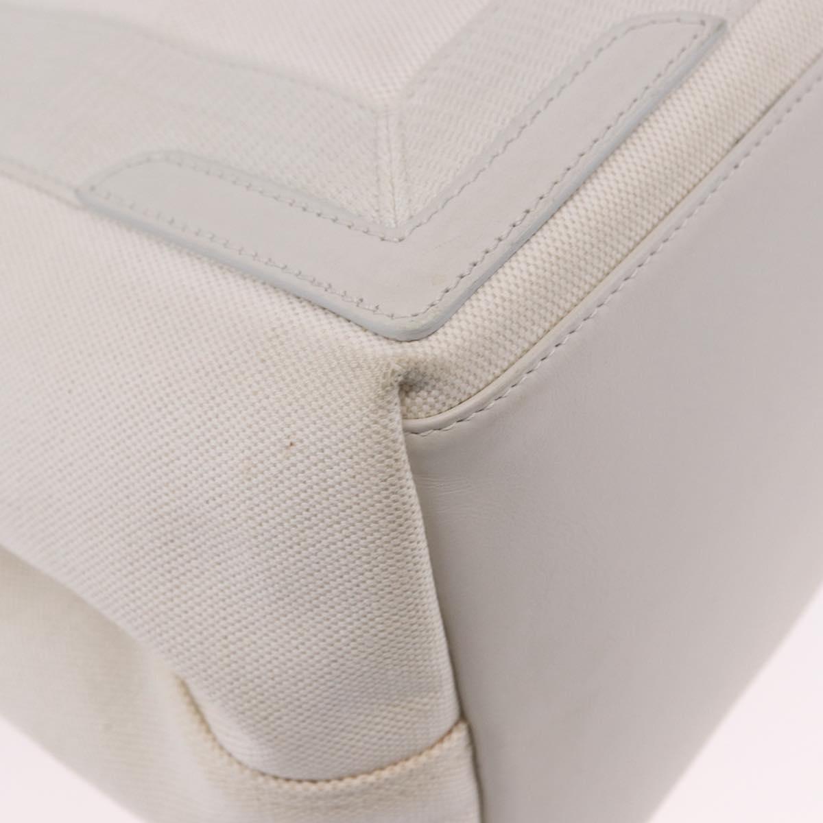 BALENCIAGA Navy Cabas Hand Bag Canvas Ivory Silver 339933 Auth 202675A