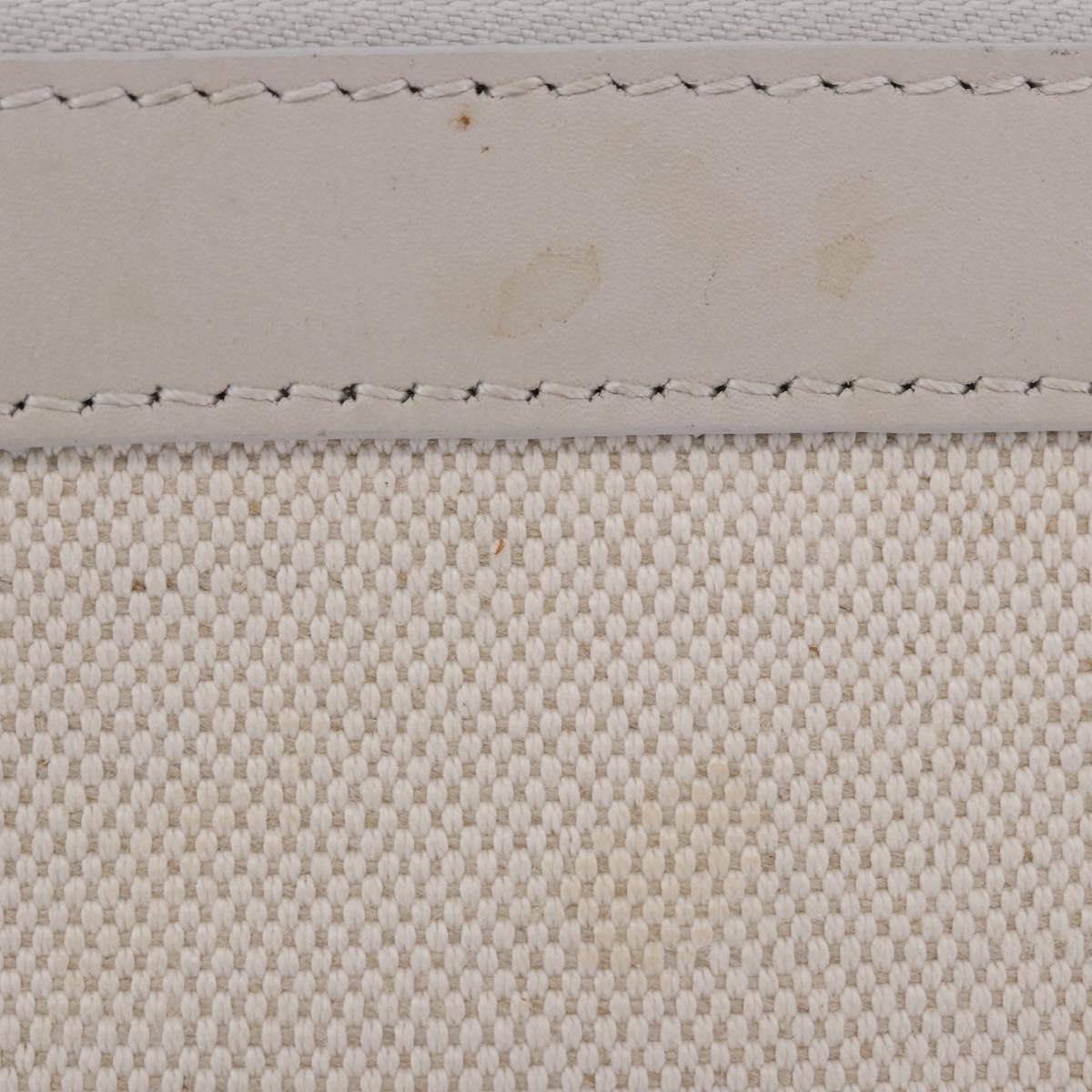BALENCIAGA Navy Cabas Hand Bag Canvas Ivory Silver 339933 Auth 202675A