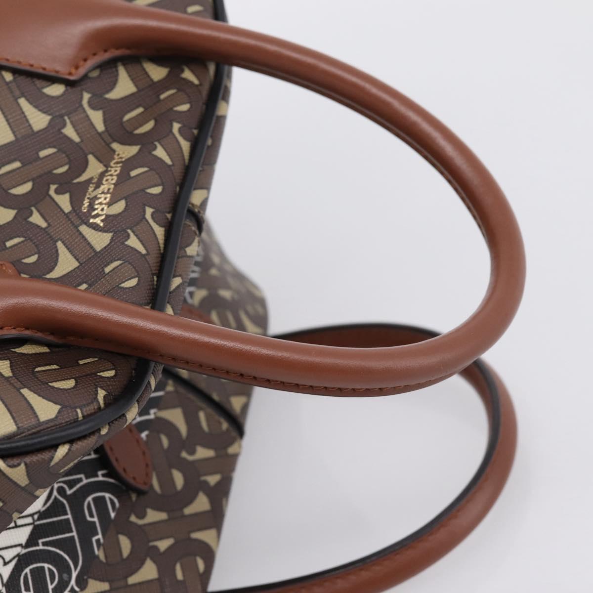 BURBERRY Monogram Cube Hand Bag PVC Brown Gold Auth 202676