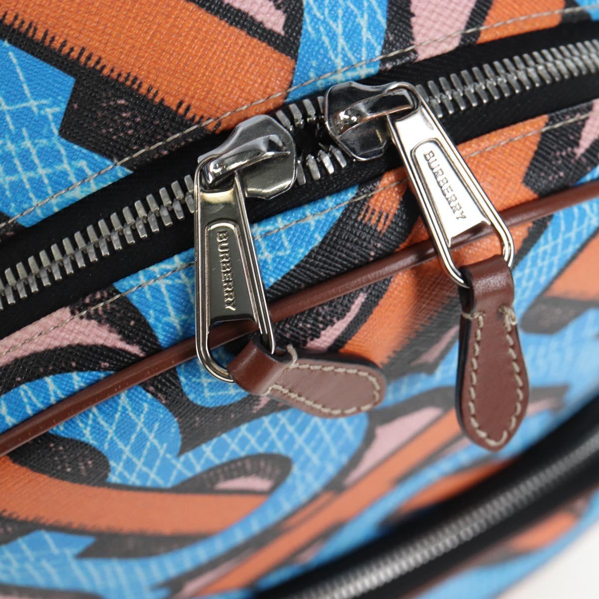 BURBERRY Monogram Summer Backpack PVC Canvas Blue Silver Auth 202677M