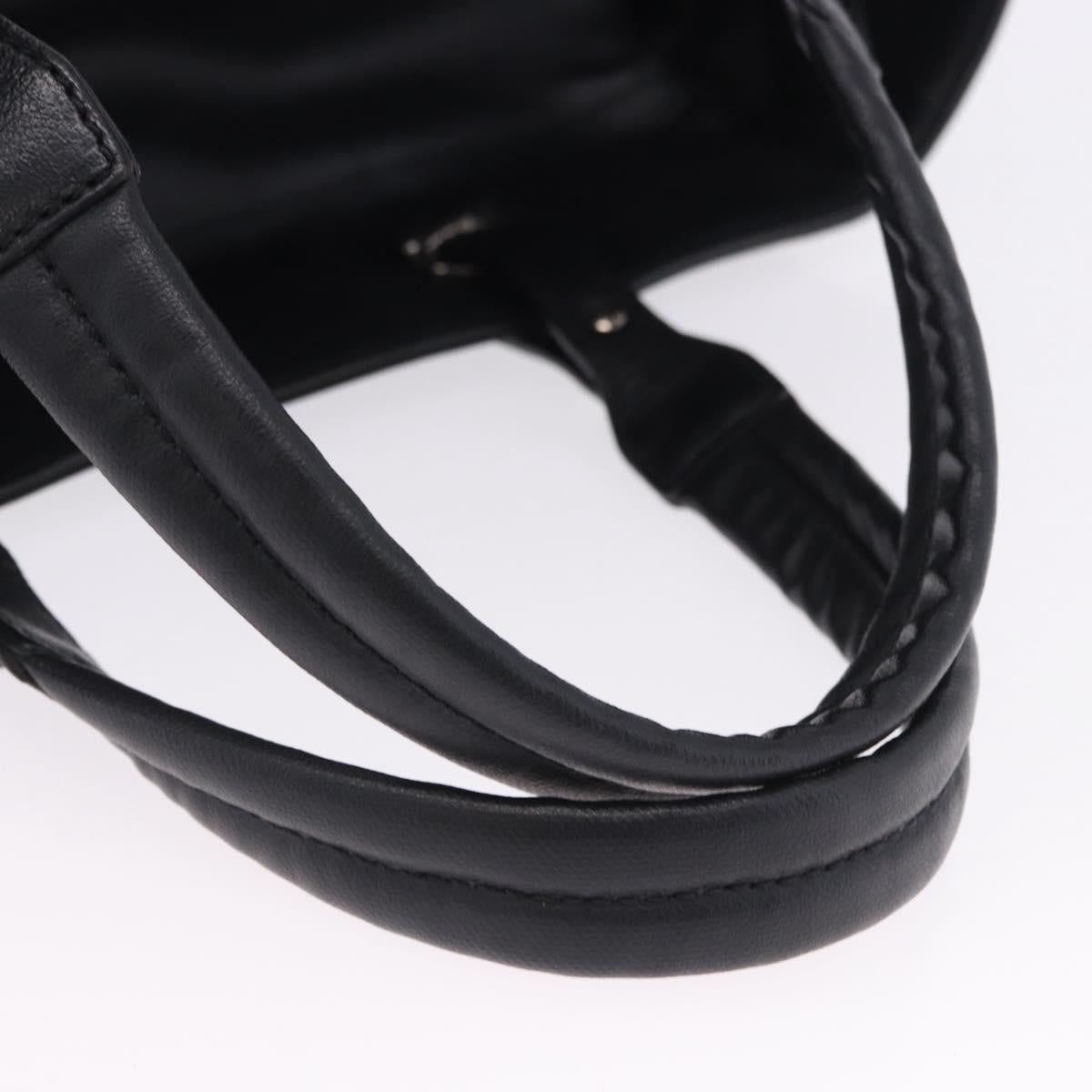 CHANEL Paris Biarritz Hand Bag PVC Canvas Black Silver CC Auth 202681V