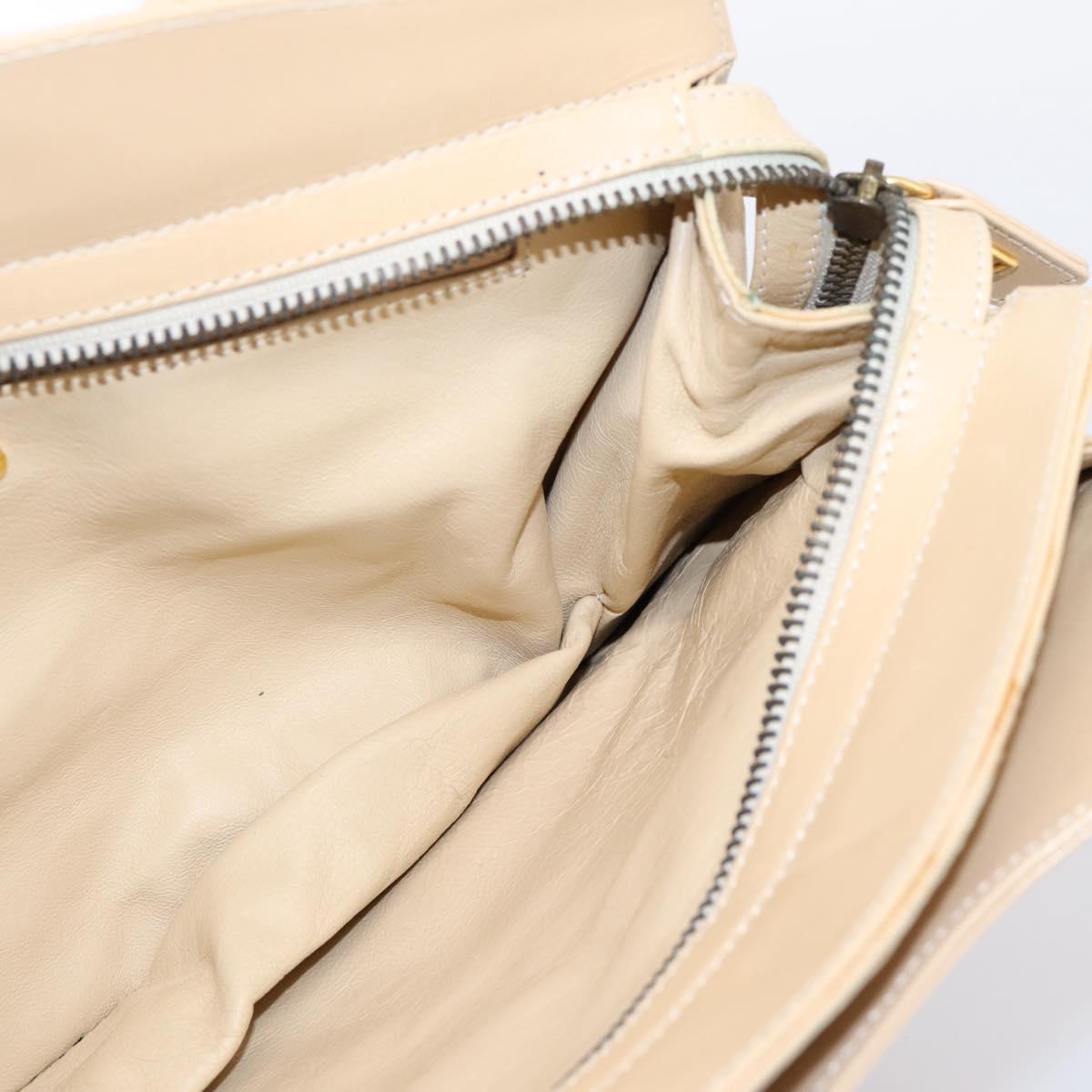 FENDI Hand Bag Leather Gold Auth 202684A