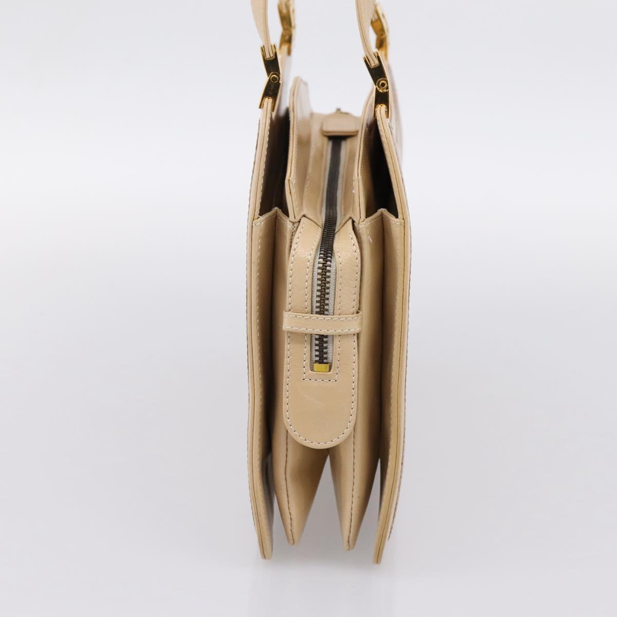 FENDI Hand Bag Leather Gold Auth 202684A