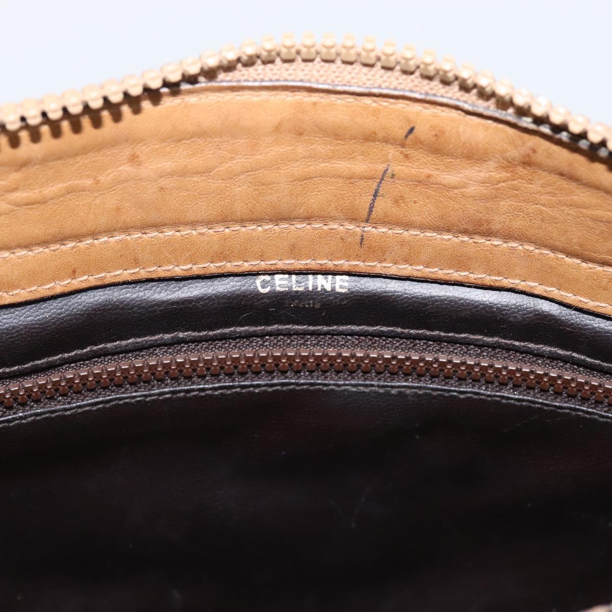 CELINE Macadam Canvas Hand Bag PVC Beige Gold Auth 202687