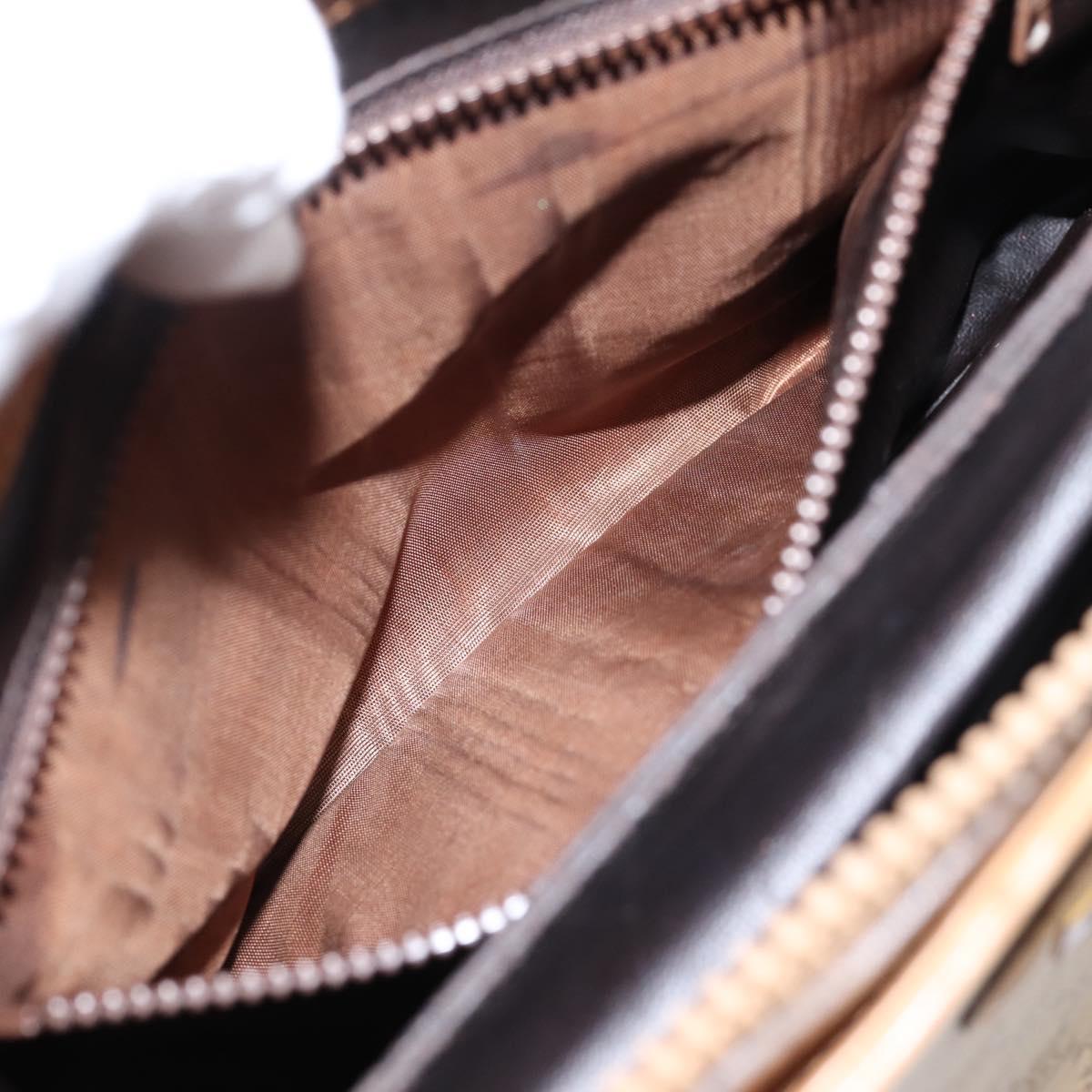 CELINE Macadam Canvas Hand Bag PVC Beige Gold Auth 202687
