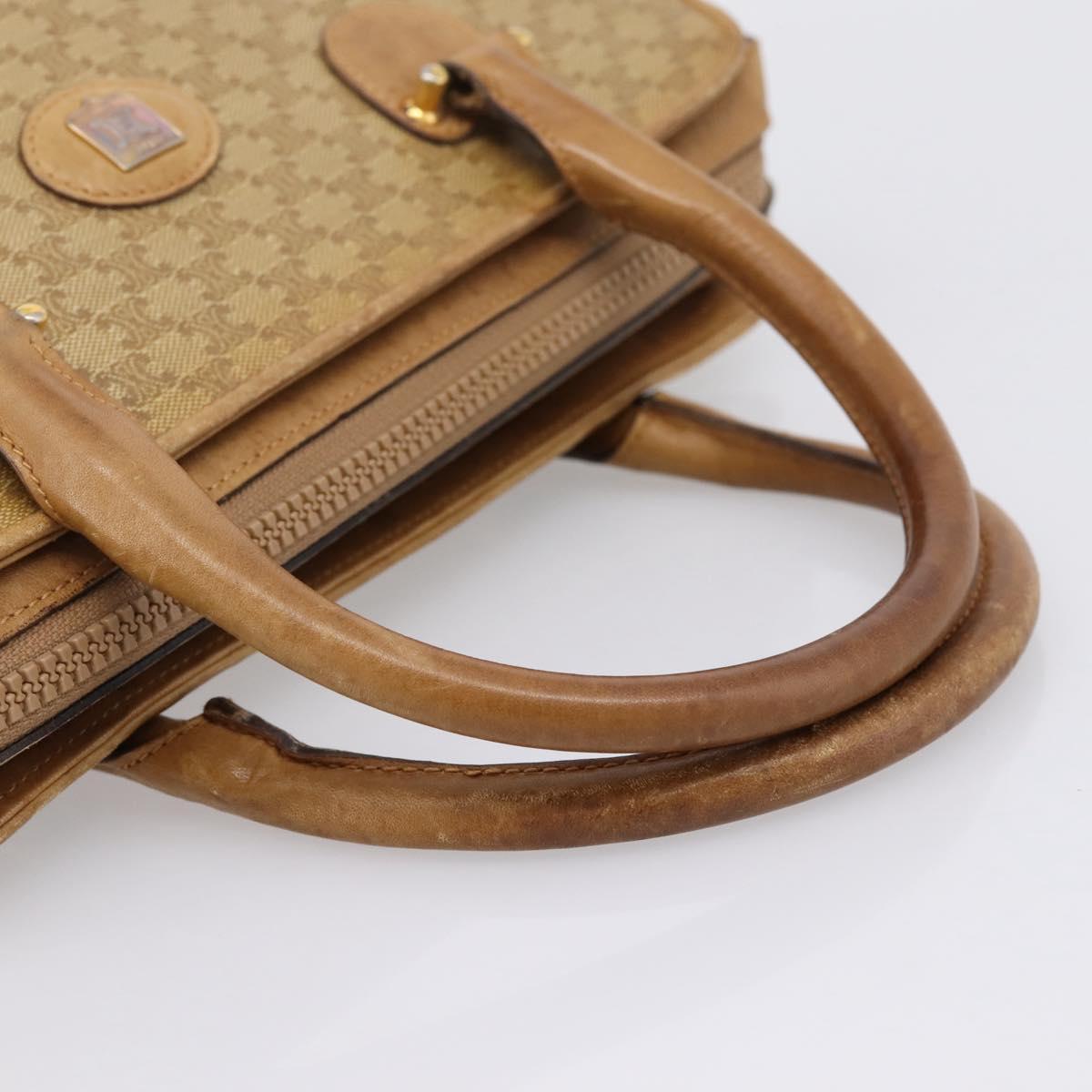 CELINE Macadam Canvas Hand Bag PVC Beige Gold Auth 202687