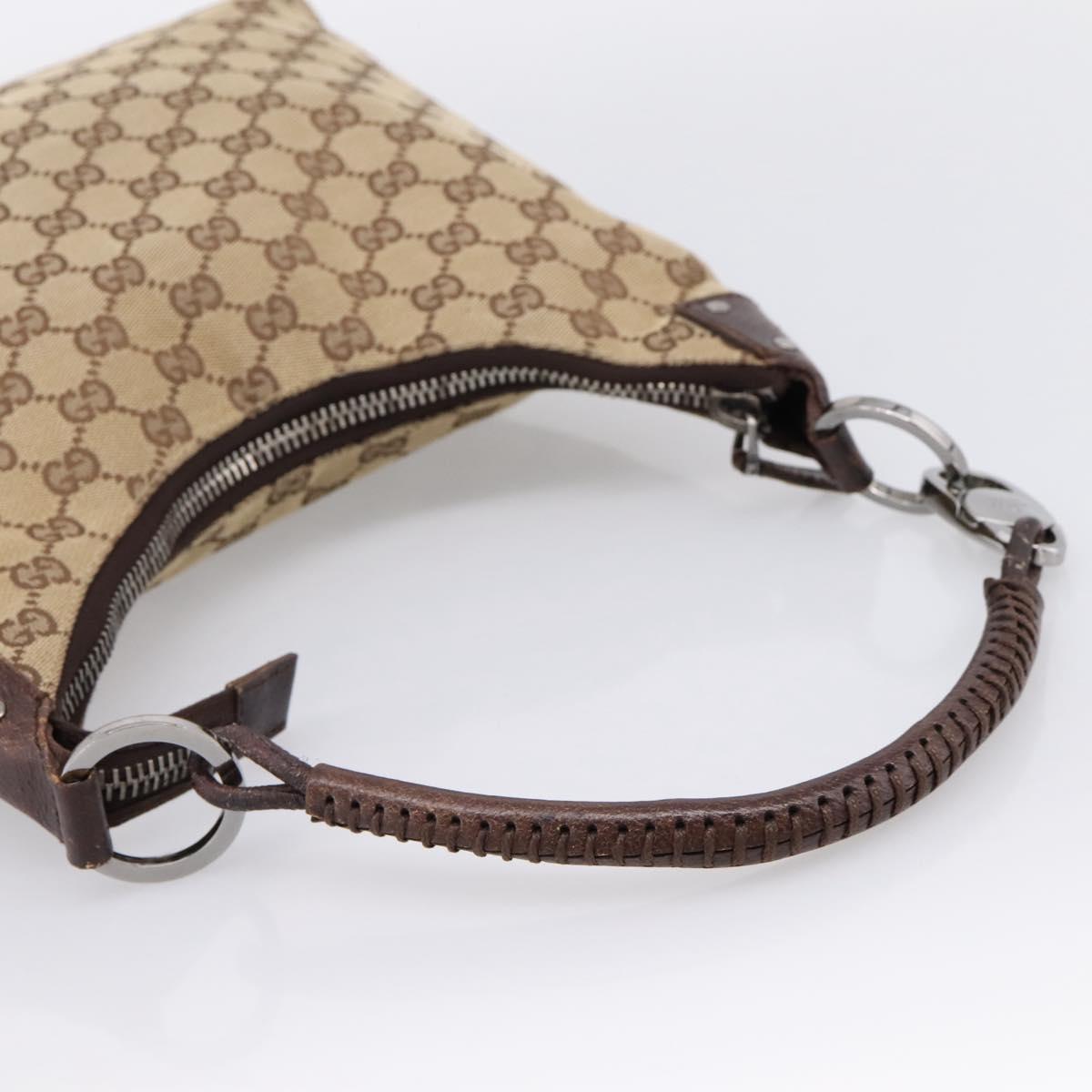 GUCCI GG Canvas Shoulder Bag Beige Silver 115003 Auth 202688A