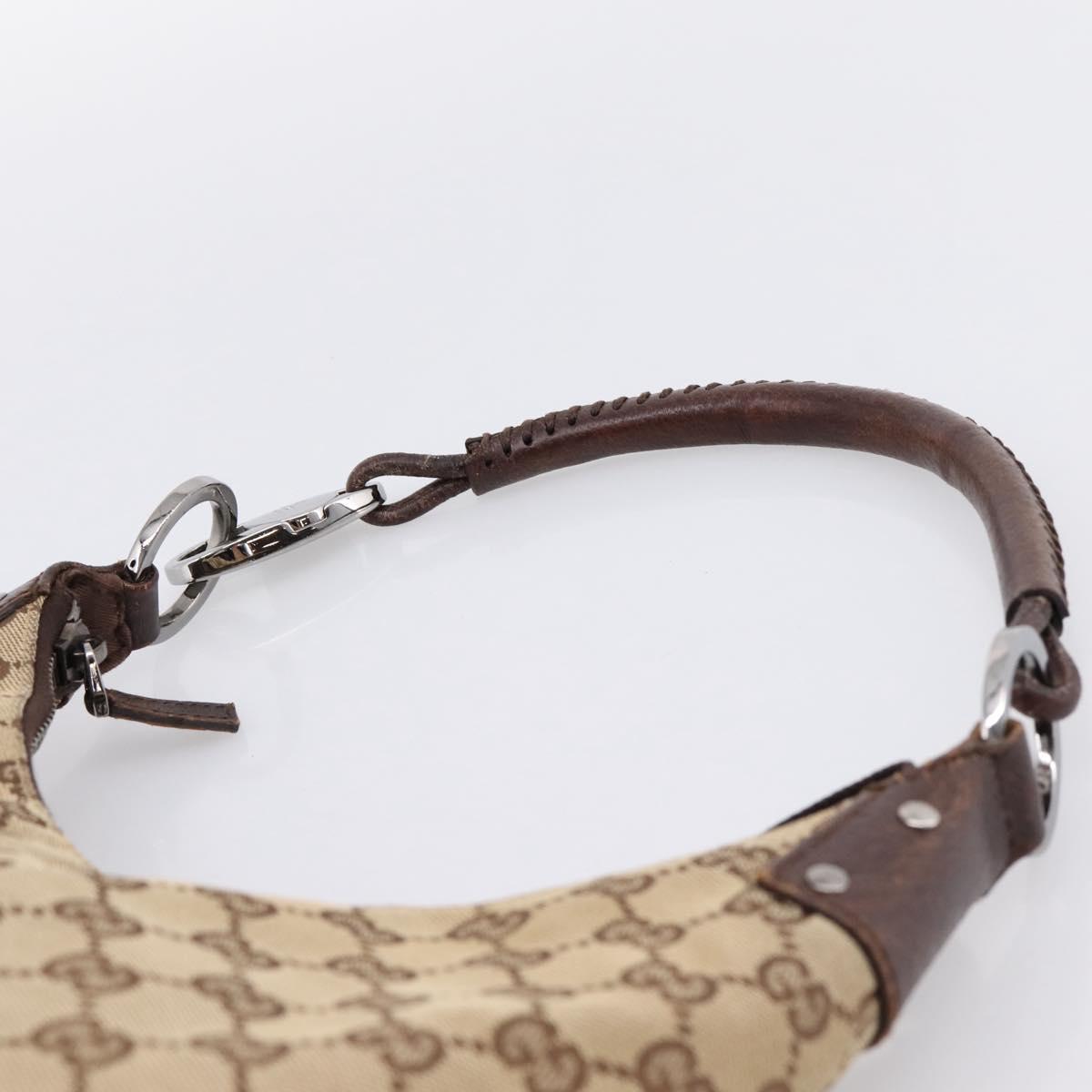 GUCCI GG Canvas Shoulder Bag Beige Silver 115003 Auth 202688A