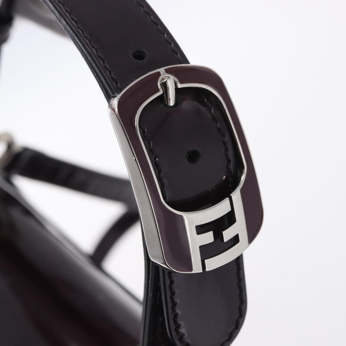 FENDI Silvana Shoulder Bag Patent Leather 2way Purple Silver Auth 202690A