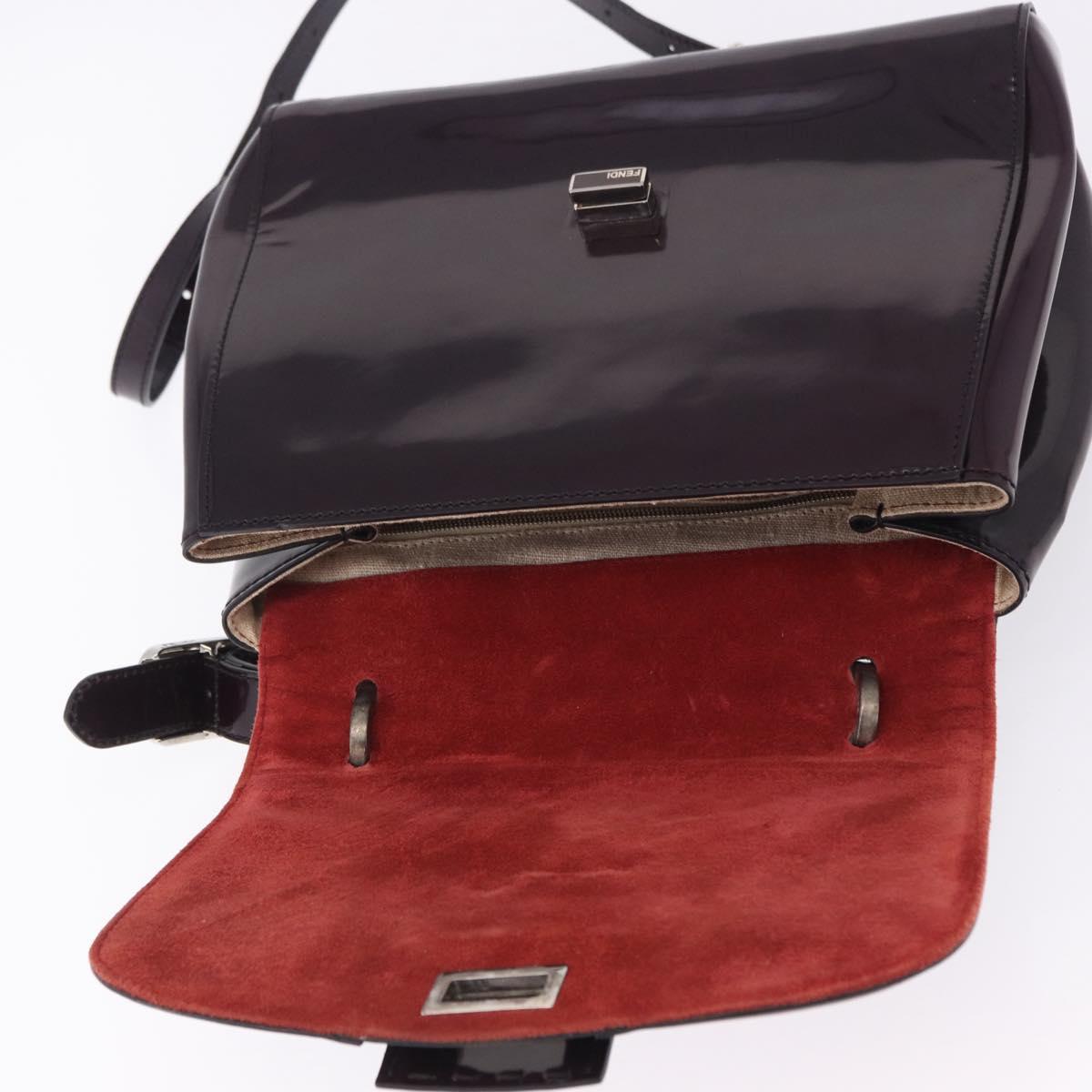 FENDI Silvana Shoulder Bag Patent Leather 2way Purple Silver Auth 202690A