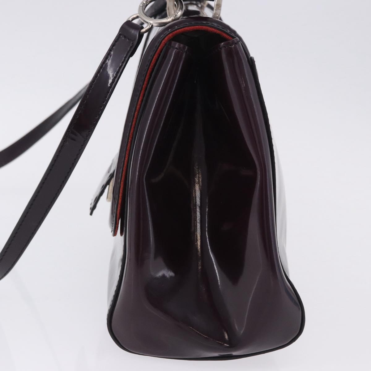 FENDI Silvana Shoulder Bag Patent Leather 2way Purple Silver Auth 202690A