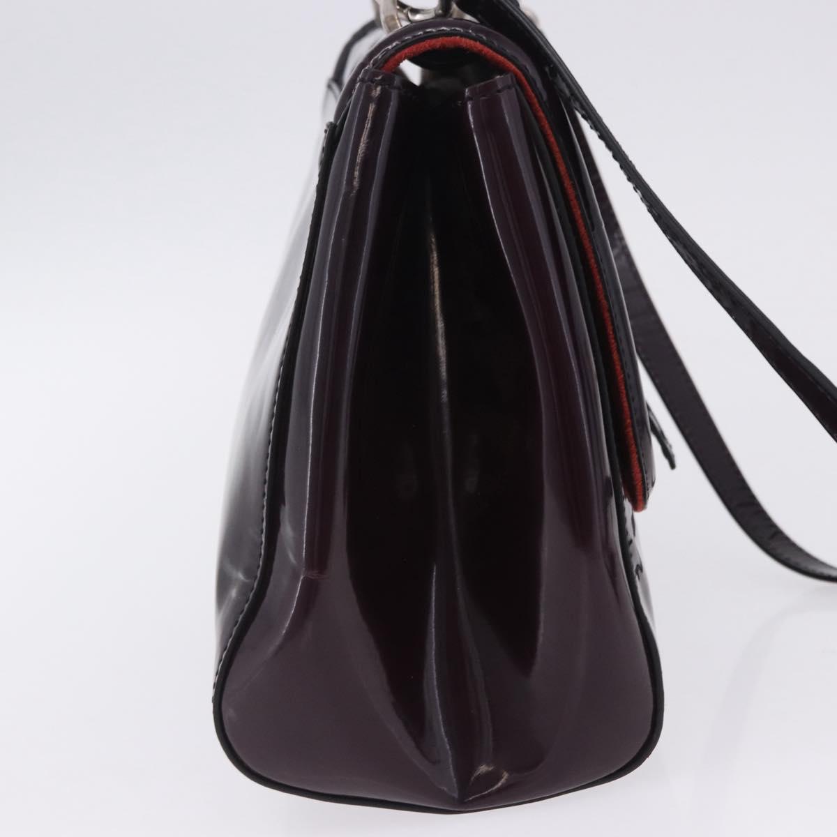 FENDI Silvana Shoulder Bag Patent Leather 2way Purple Silver Auth 202690A
