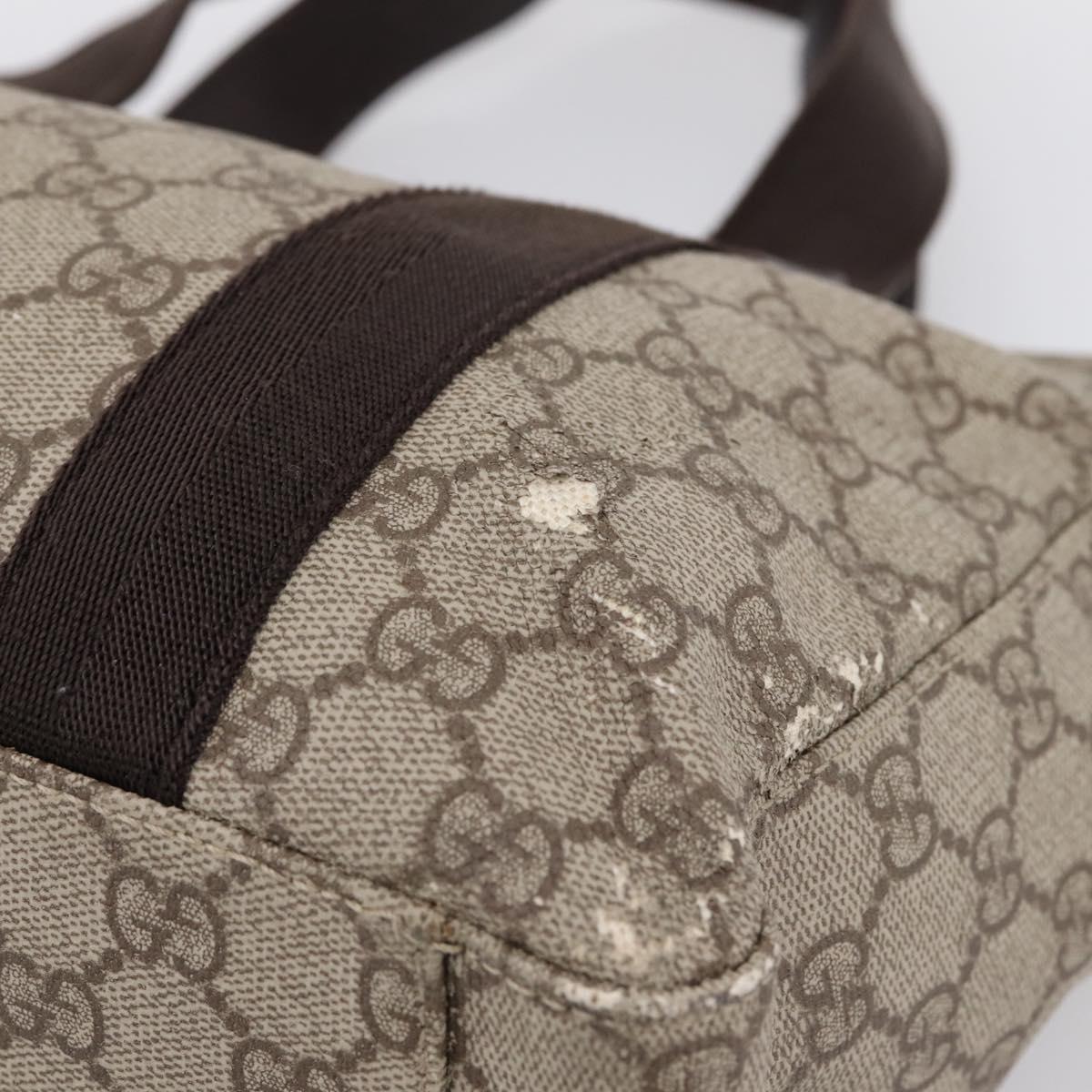 GUCCI GG Supreme Tote Bag PVC Beige Silver 141976 Auth 202691