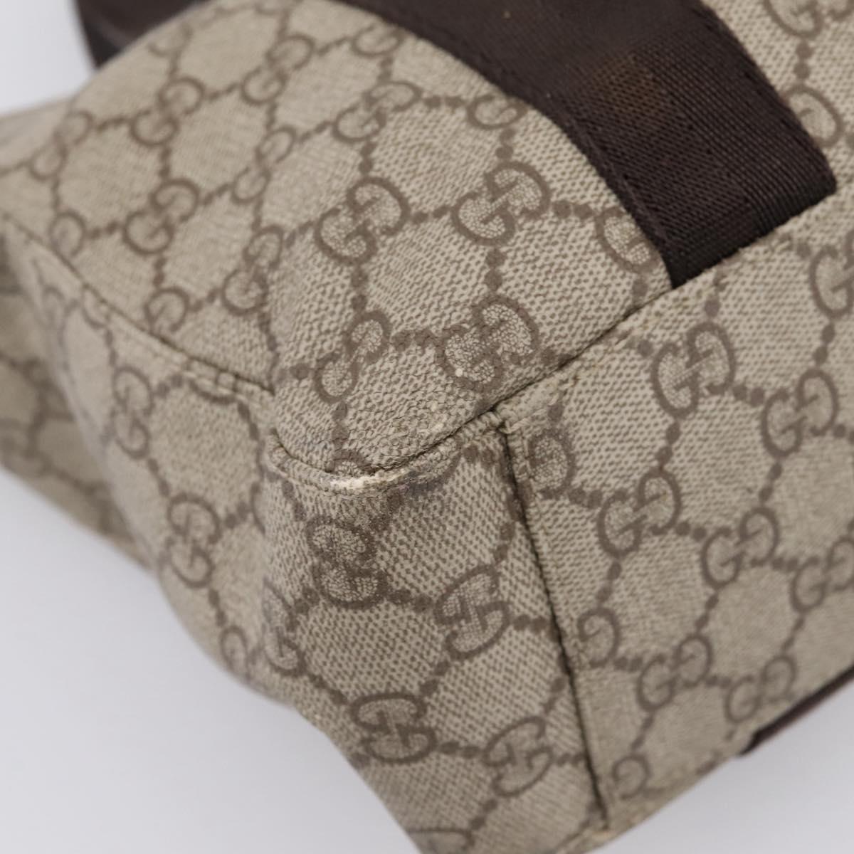 GUCCI GG Supreme Tote Bag PVC Beige Silver 141976 Auth 202691