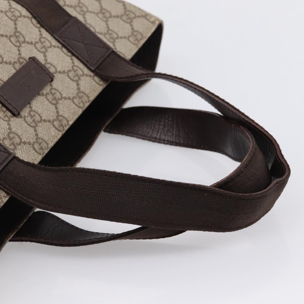 GUCCI GG Supreme Tote Bag PVC Beige Silver 141976 Auth 202691
