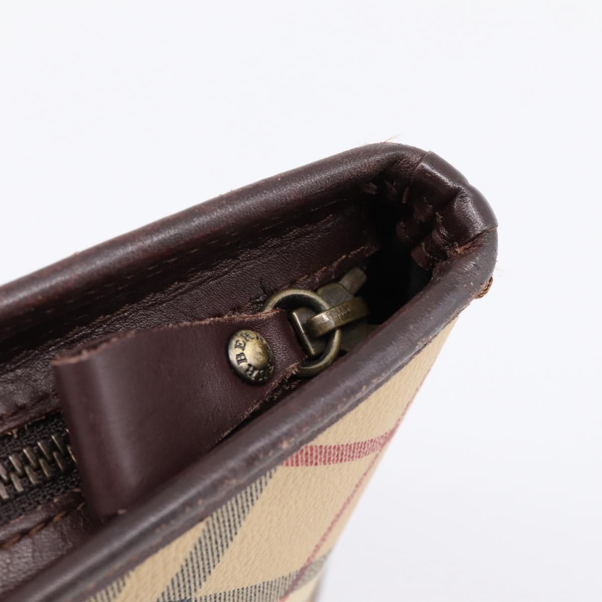 BURBERRY Nova Check Tote Bag PVC Beige Gold Auth 202693
