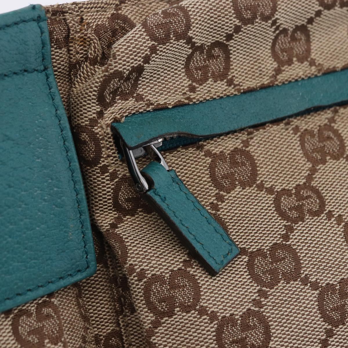 GUCCI GG Canvas Sherry Line Waist Bag Beige Silver 28566 Auth 202696A