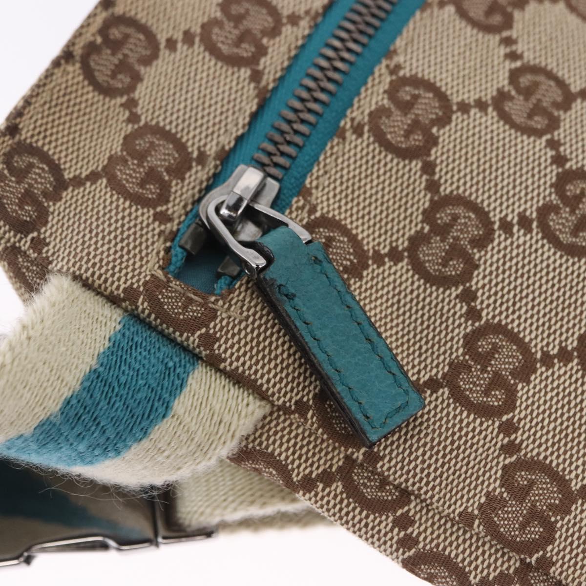 GUCCI GG Canvas Sherry Line Waist Bag Beige Silver 28566 Auth 202696A