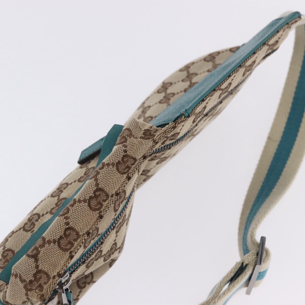 GUCCI GG Canvas Sherry Line Waist Bag Beige Silver 28566 Auth 202696A