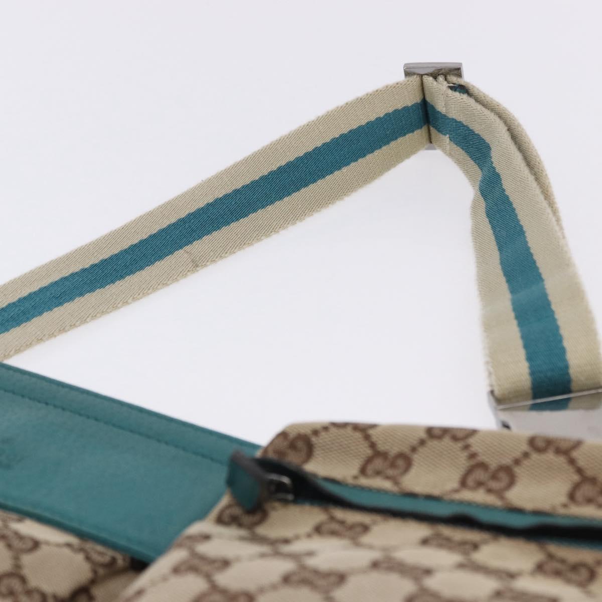 GUCCI GG Canvas Sherry Line Waist Bag Beige Silver 28566 Auth 202696A