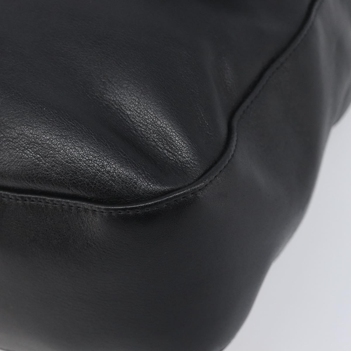 BALLY Shoulder Bag Leather Black Gold Auth 202700V