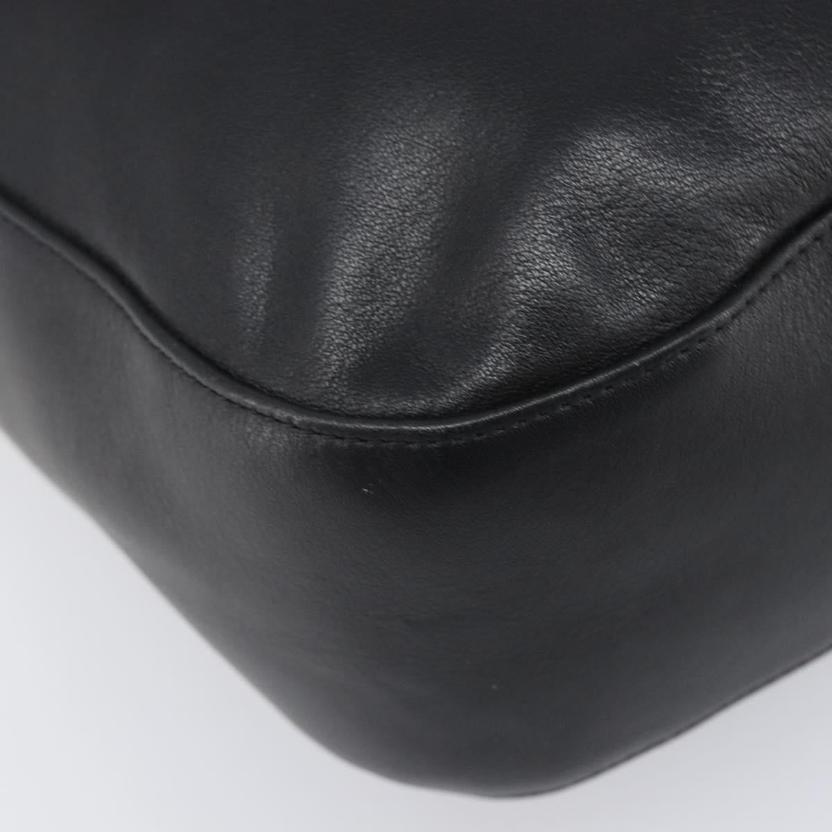 BALLY Shoulder Bag Leather Black Gold Auth 202700V
