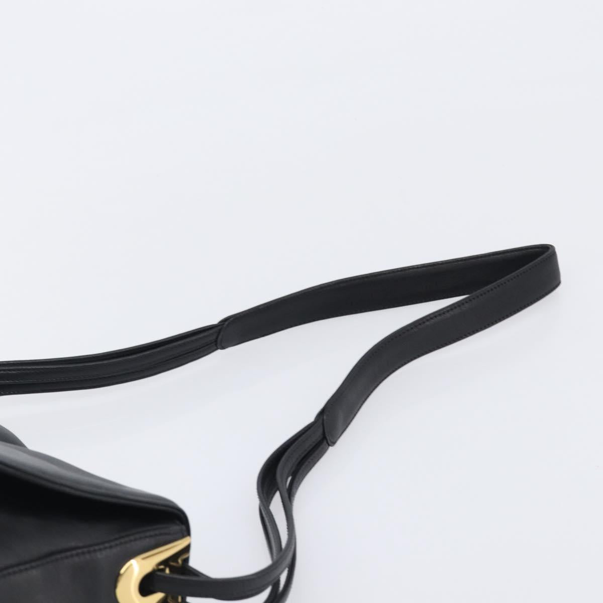 BALLY Shoulder Bag Leather Black Gold Auth 202700V