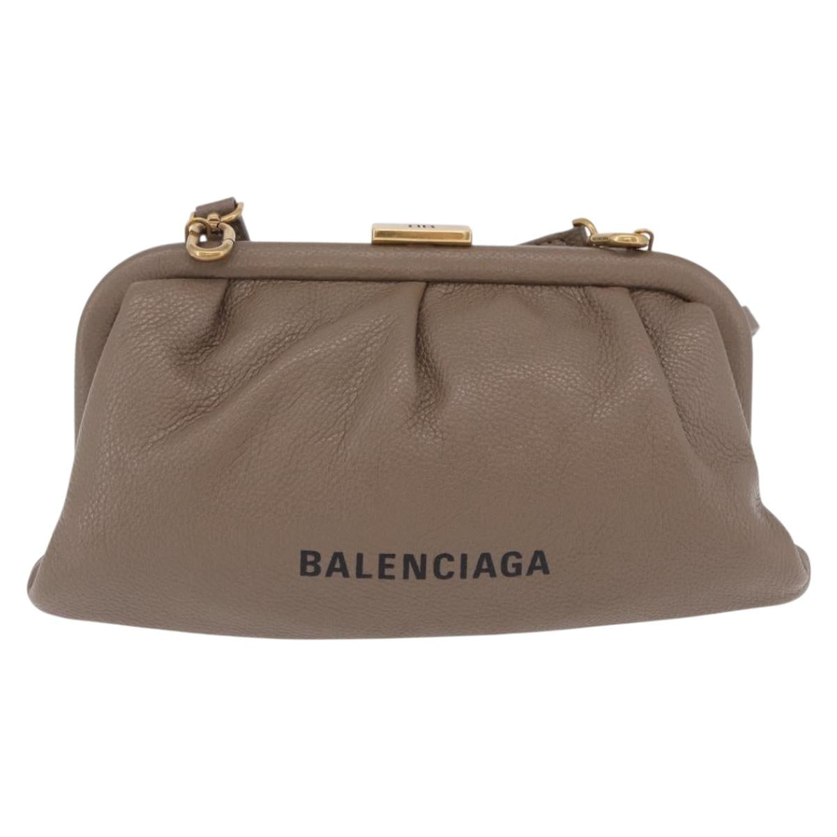 BALENCIAGA Cloud XS Shoulder Bag Leather Beige Gold 618895 Auth 202701V