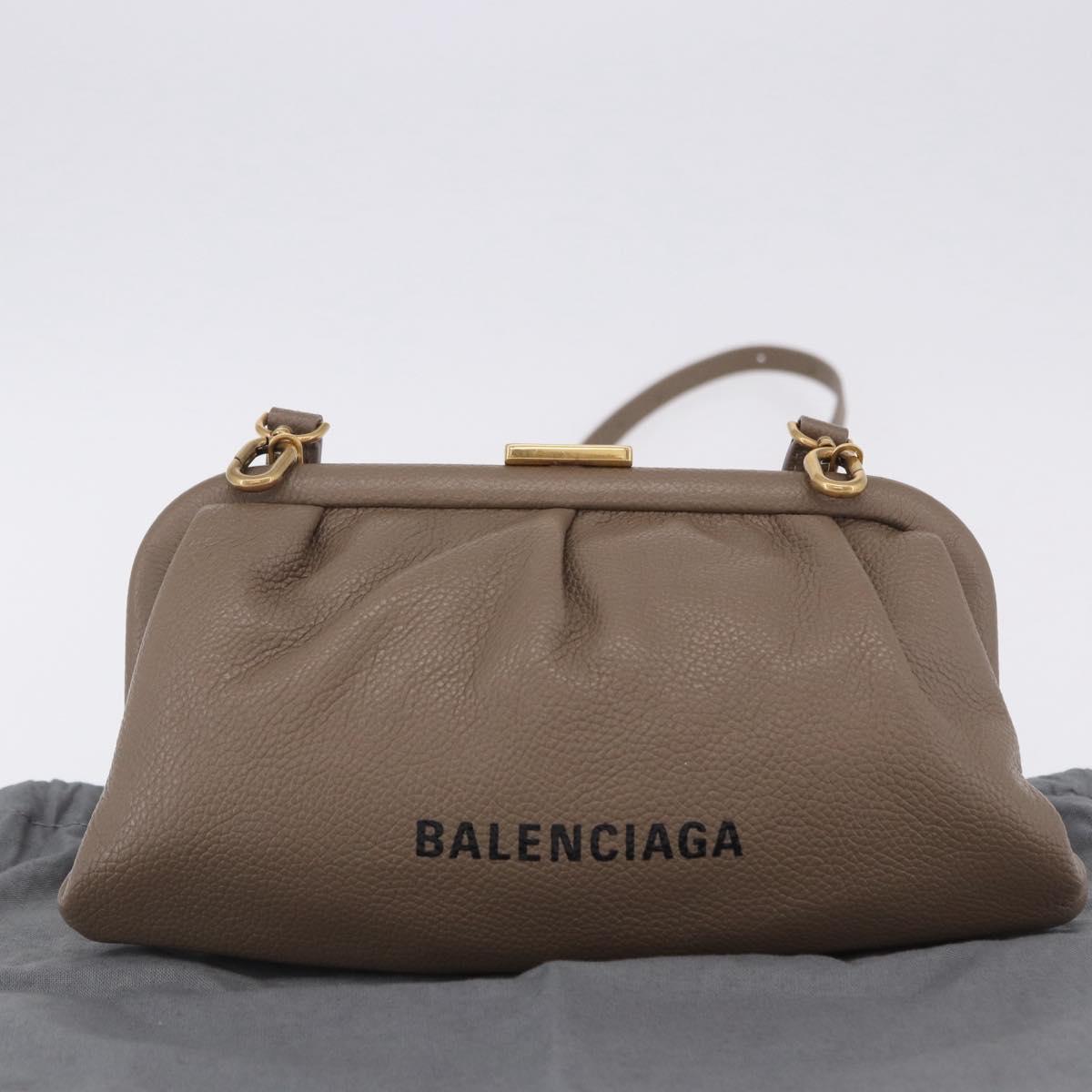 BALENCIAGA Cloud XS Shoulder Bag Leather Beige Gold 618895 Auth 202701V