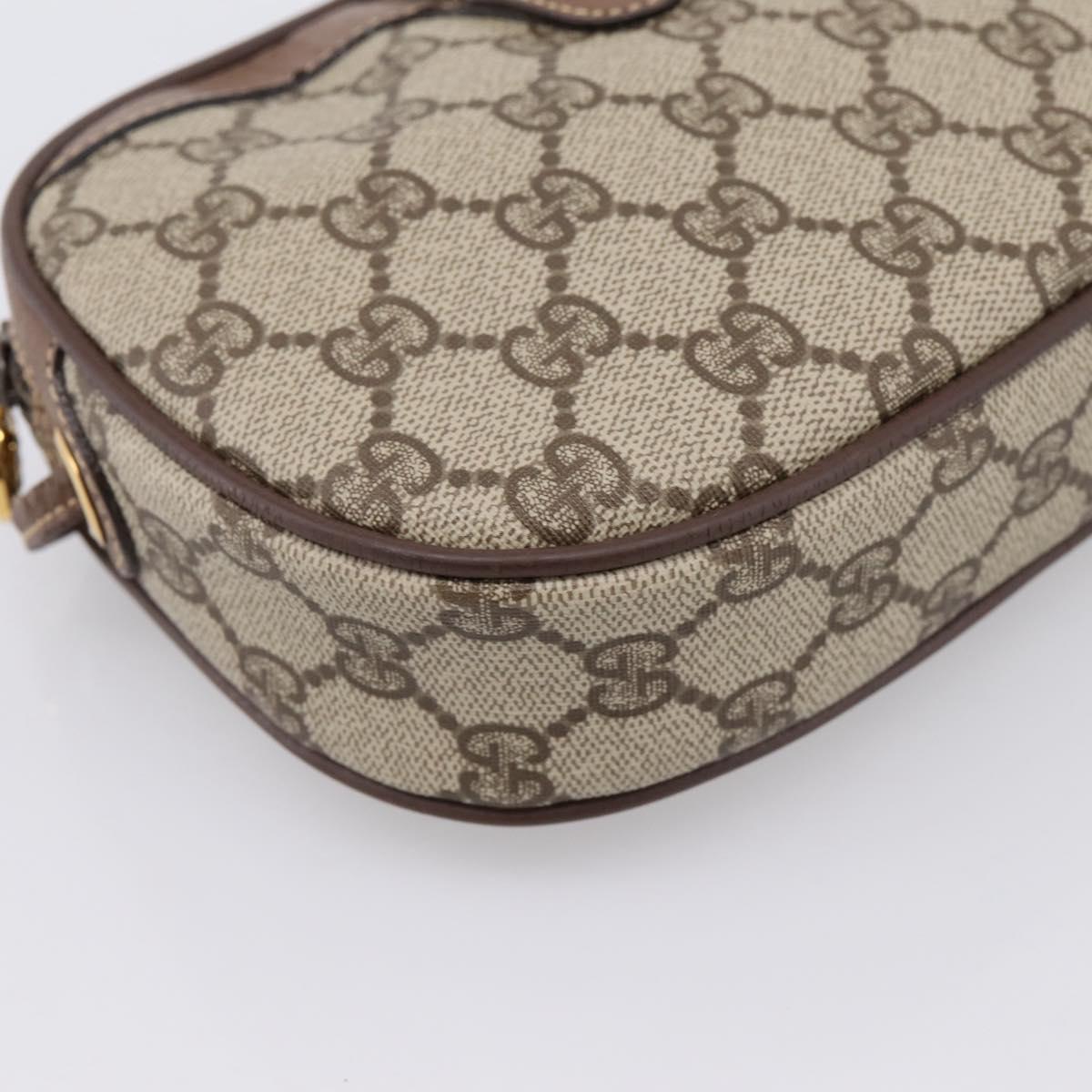 GUCCI GG Supreme Web Sherry Line Bag PVC Beige Gold 007 58 6112 Auth 202703