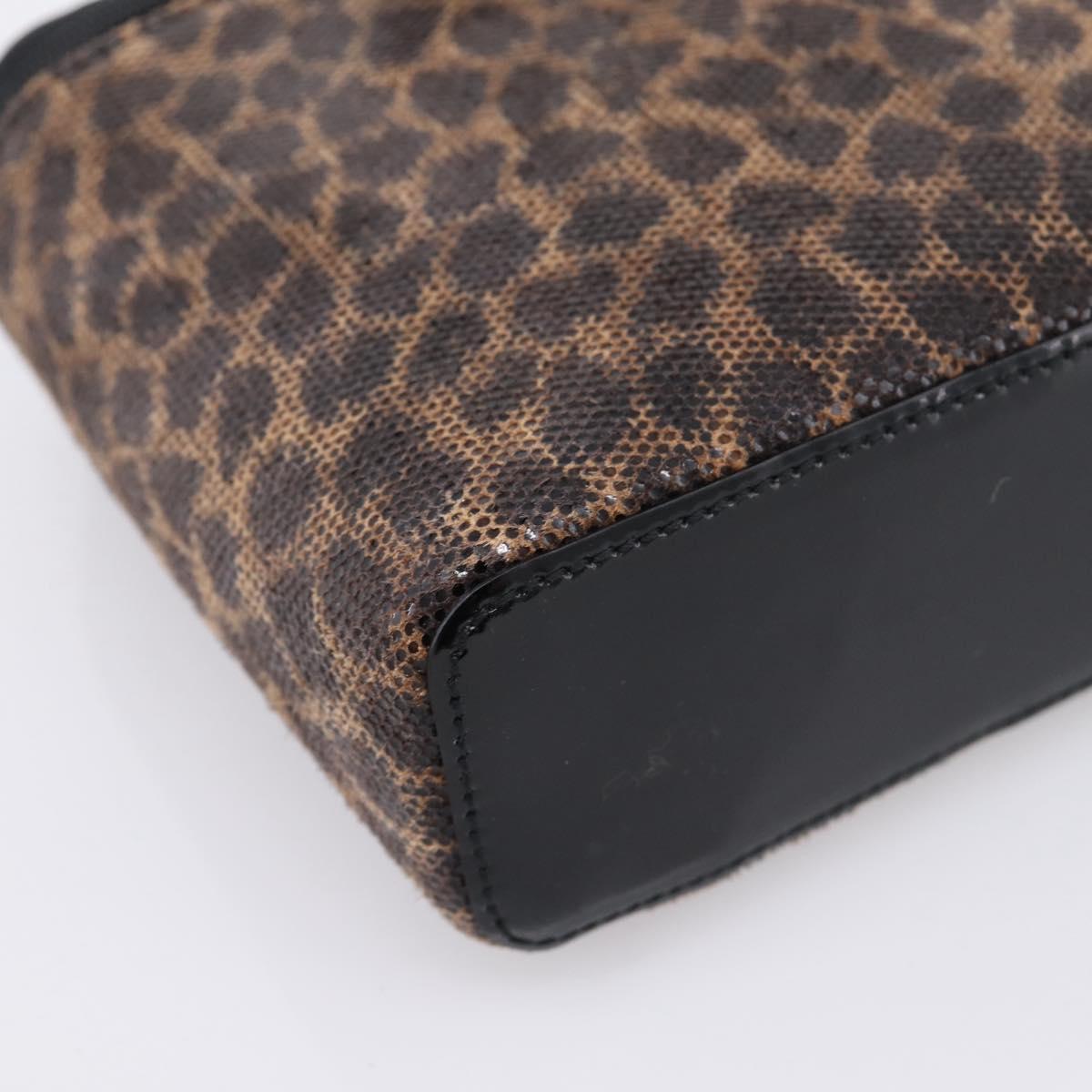 LOEWE Hand Bag PVC Canvas Brown Gold Auth 202704A