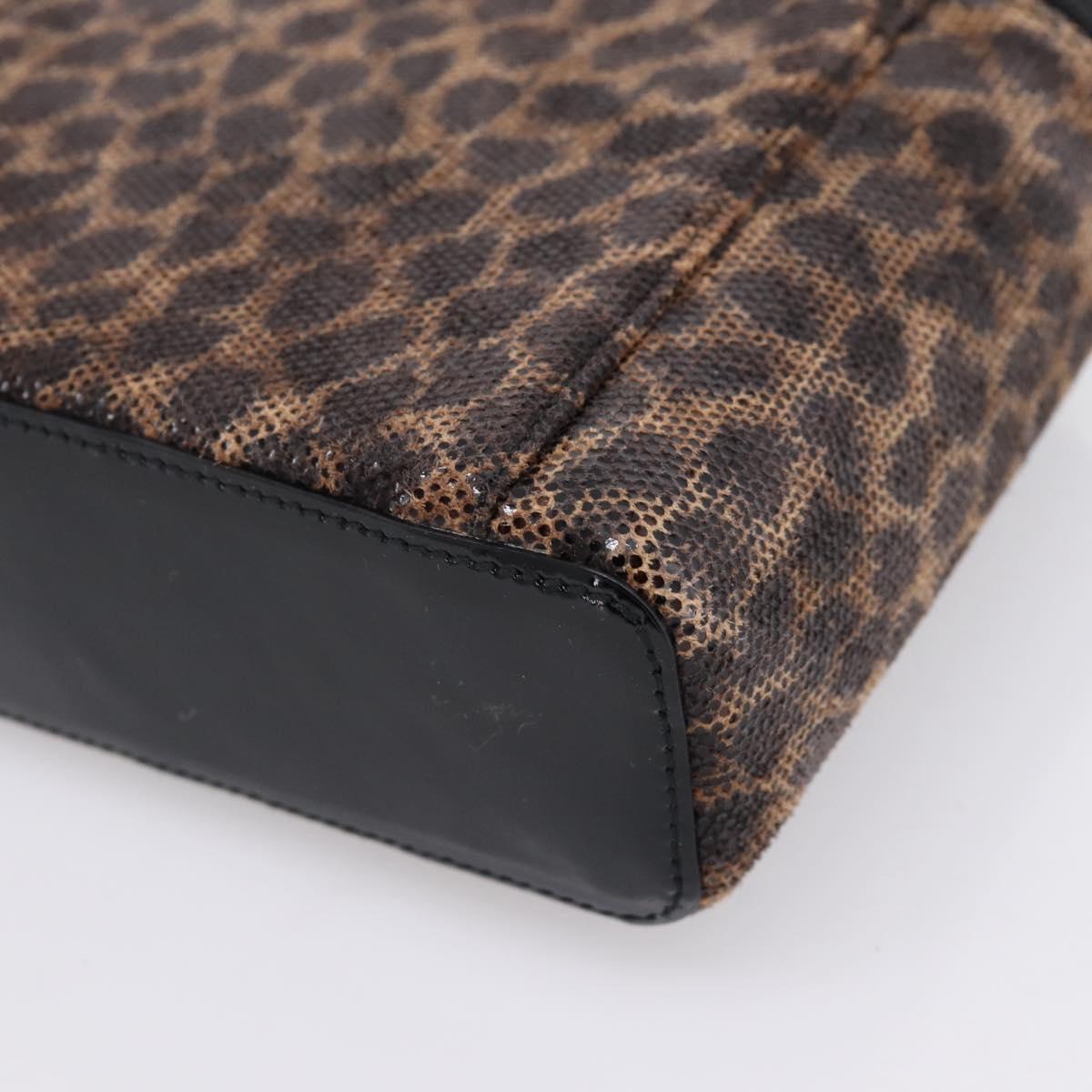 LOEWE Hand Bag PVC Canvas Brown Gold Auth 202704A