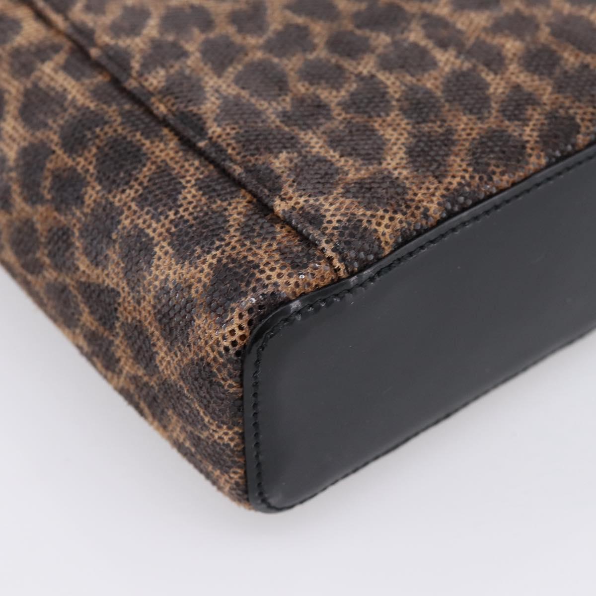 LOEWE Hand Bag PVC Canvas Brown Gold Auth 202704A