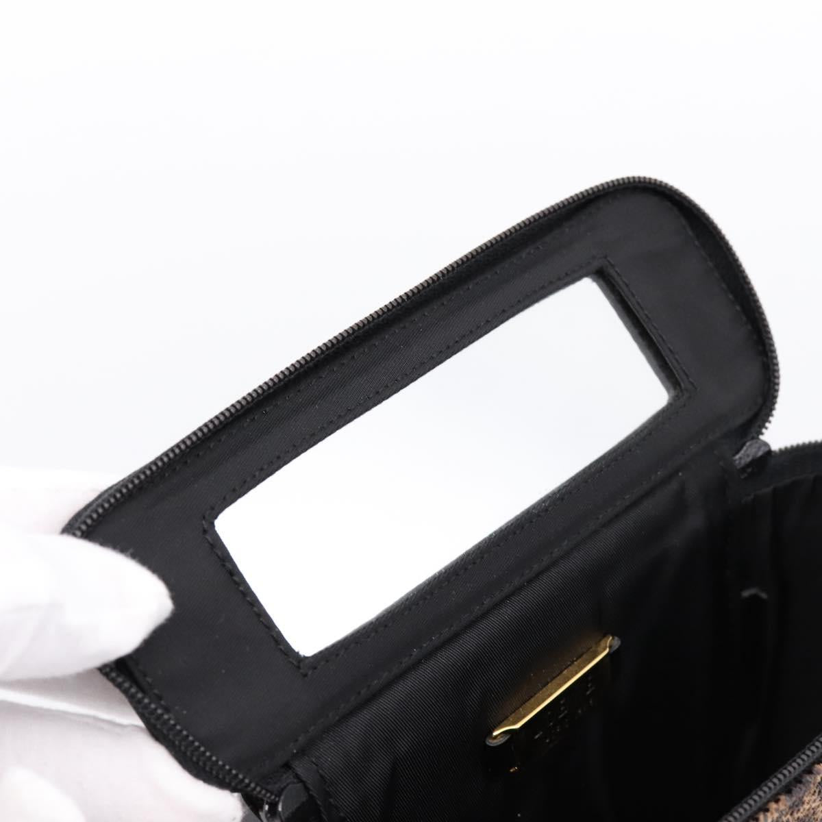 LOEWE Hand Bag PVC Canvas Brown Gold Auth 202704A