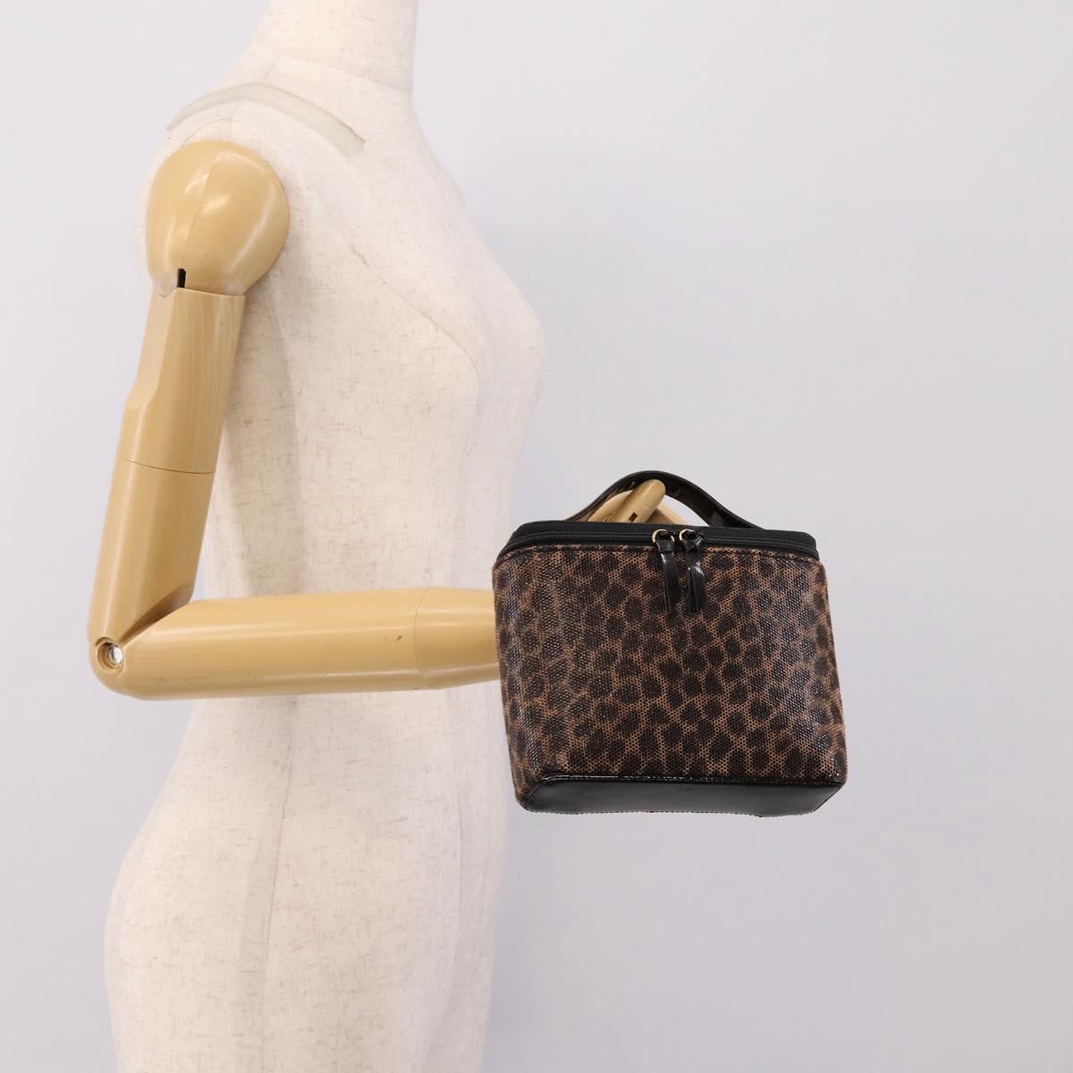 LOEWE Hand Bag PVC Canvas Brown Gold Auth 202704A