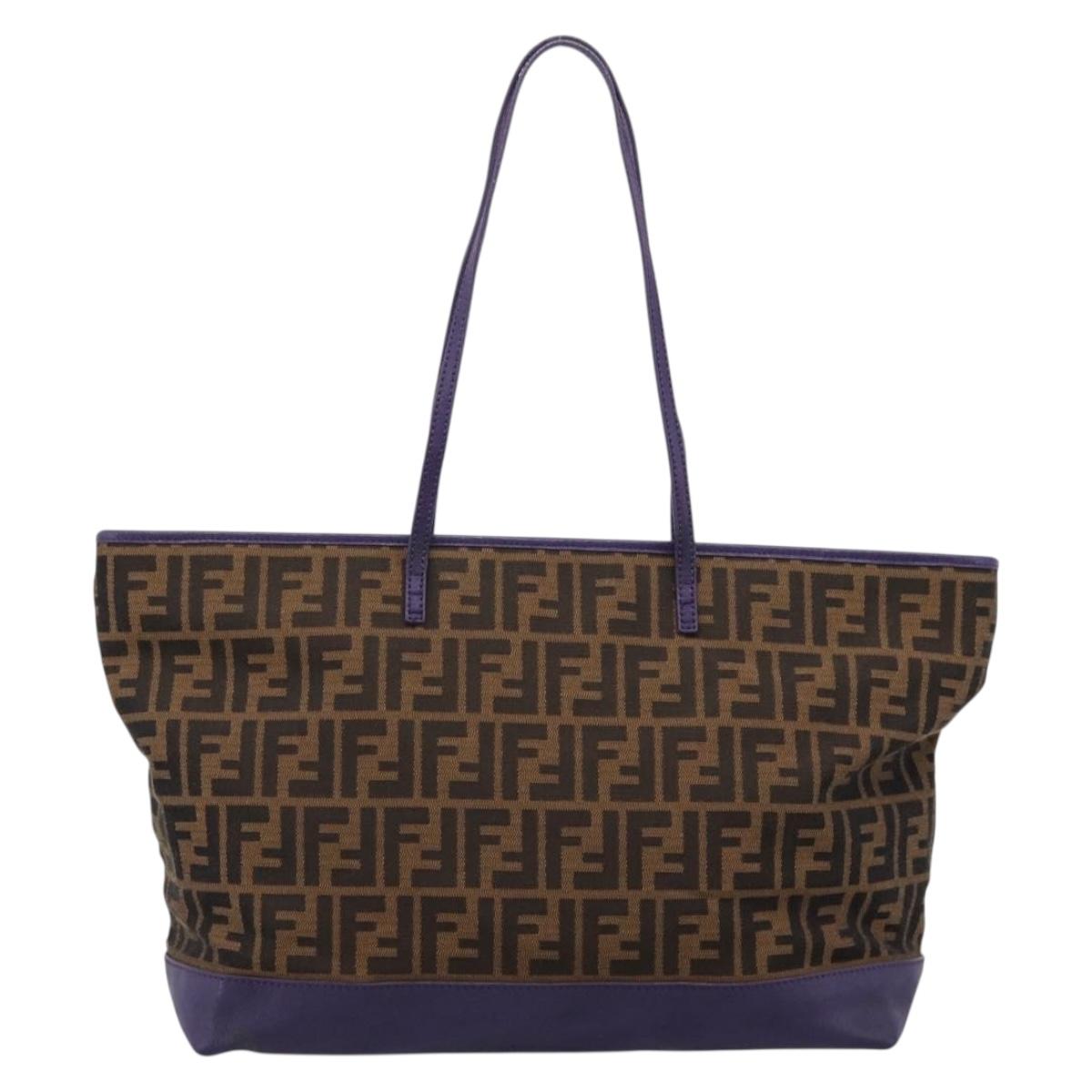 FENDI Zucca Canvas Tote Bag Black Brown Auth 202705