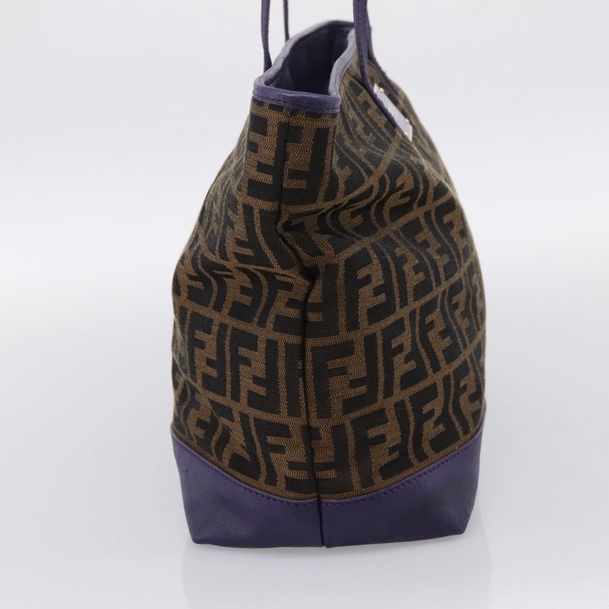 FENDI Zucca Canvas Tote Bag Black Brown Auth 202705