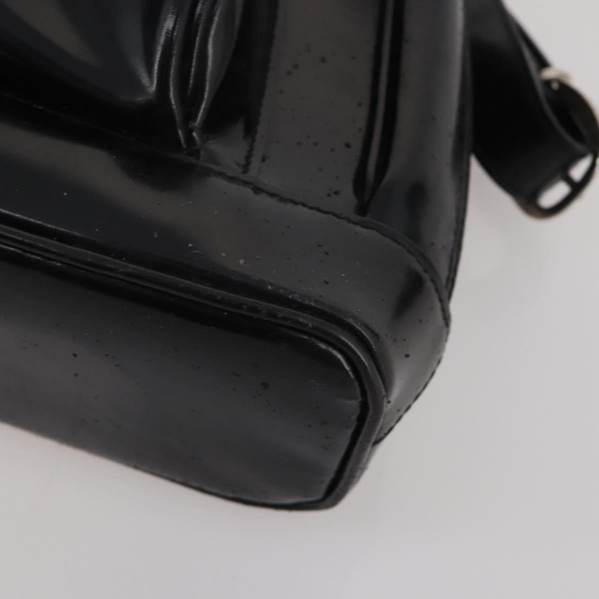 GUCCI Bamboo Shoulder Bag Patent Leather Black Silver 003 2113 0127 Auth 202711
