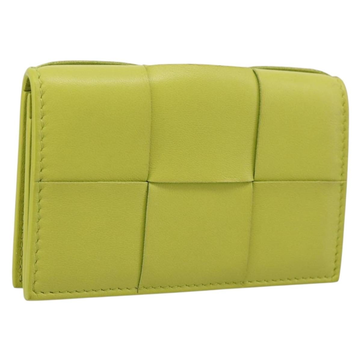 BOTTEGA VENETA Cassette Maxi INTRECCIATO Card Case Leather Green Auth 202712M