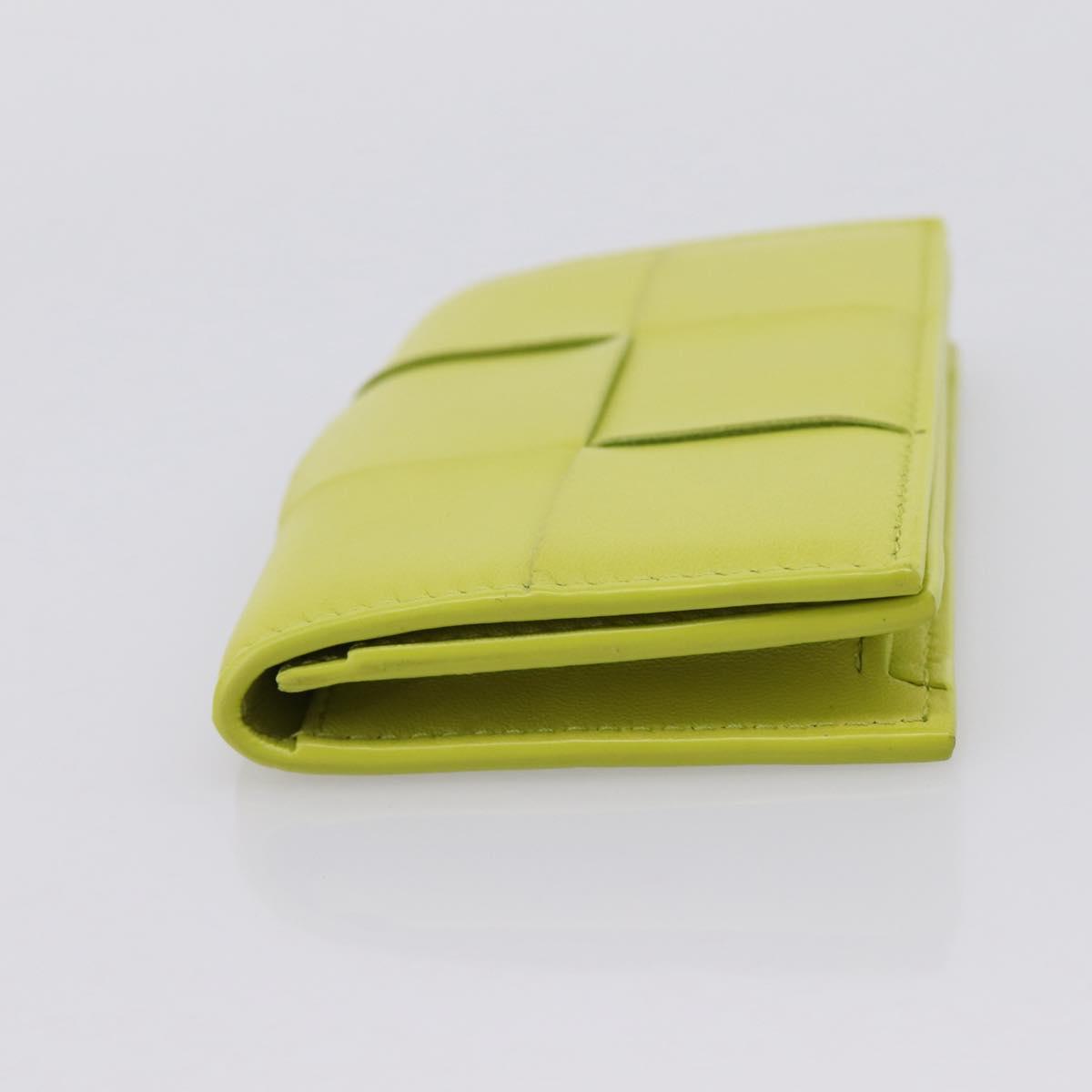 BOTTEGA VENETA Cassette Maxi INTRECCIATO Card Case Leather Green Auth 202712M