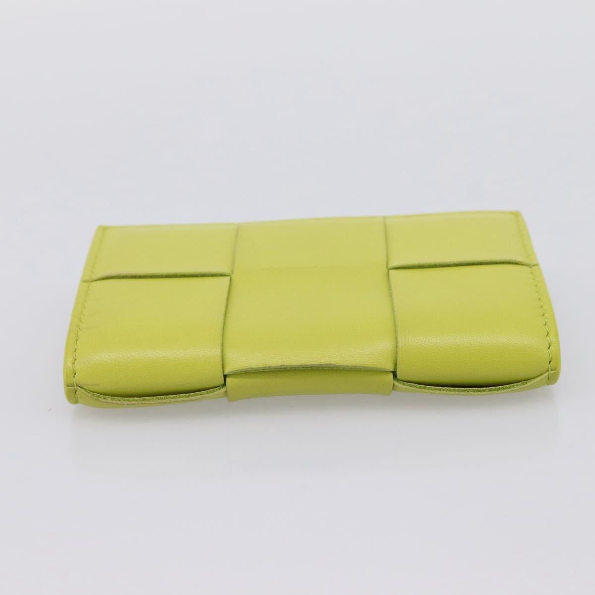 BOTTEGA VENETA Cassette Maxi INTRECCIATO Card Case Leather Green Auth 202712M