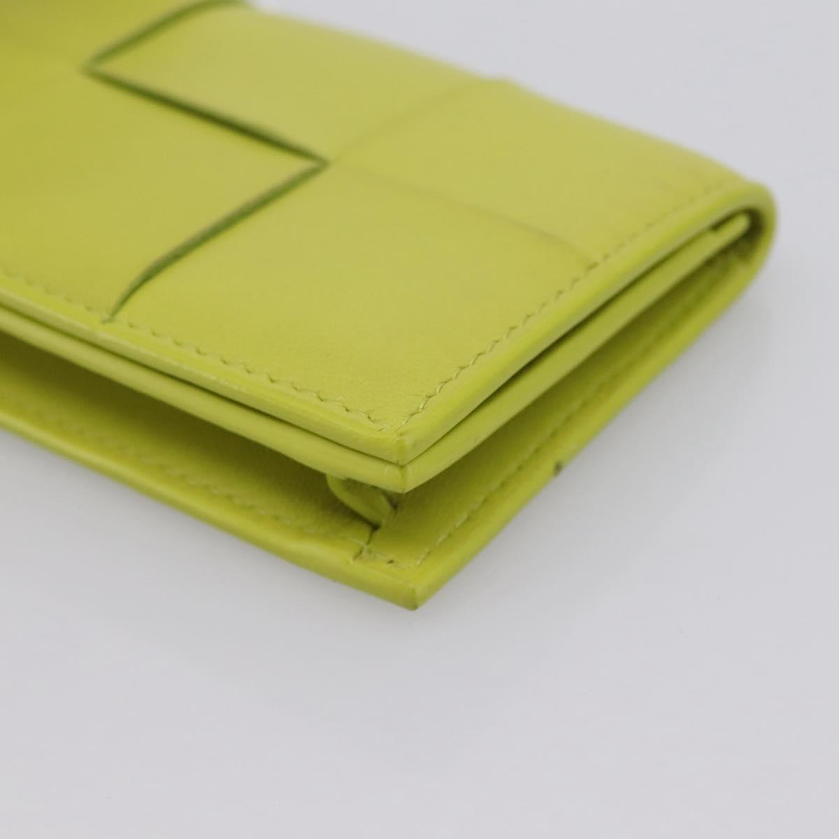 BOTTEGA VENETA Cassette Maxi INTRECCIATO Card Case Leather Green Auth 202712M