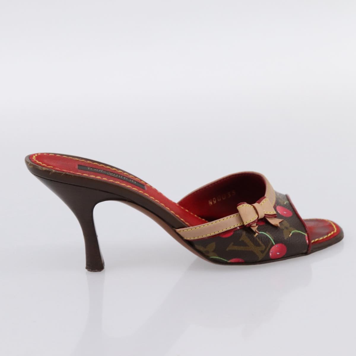 LOUIS VUITTON Monogram Cherry Mule Sandals 36 Marron LV Auth 202717