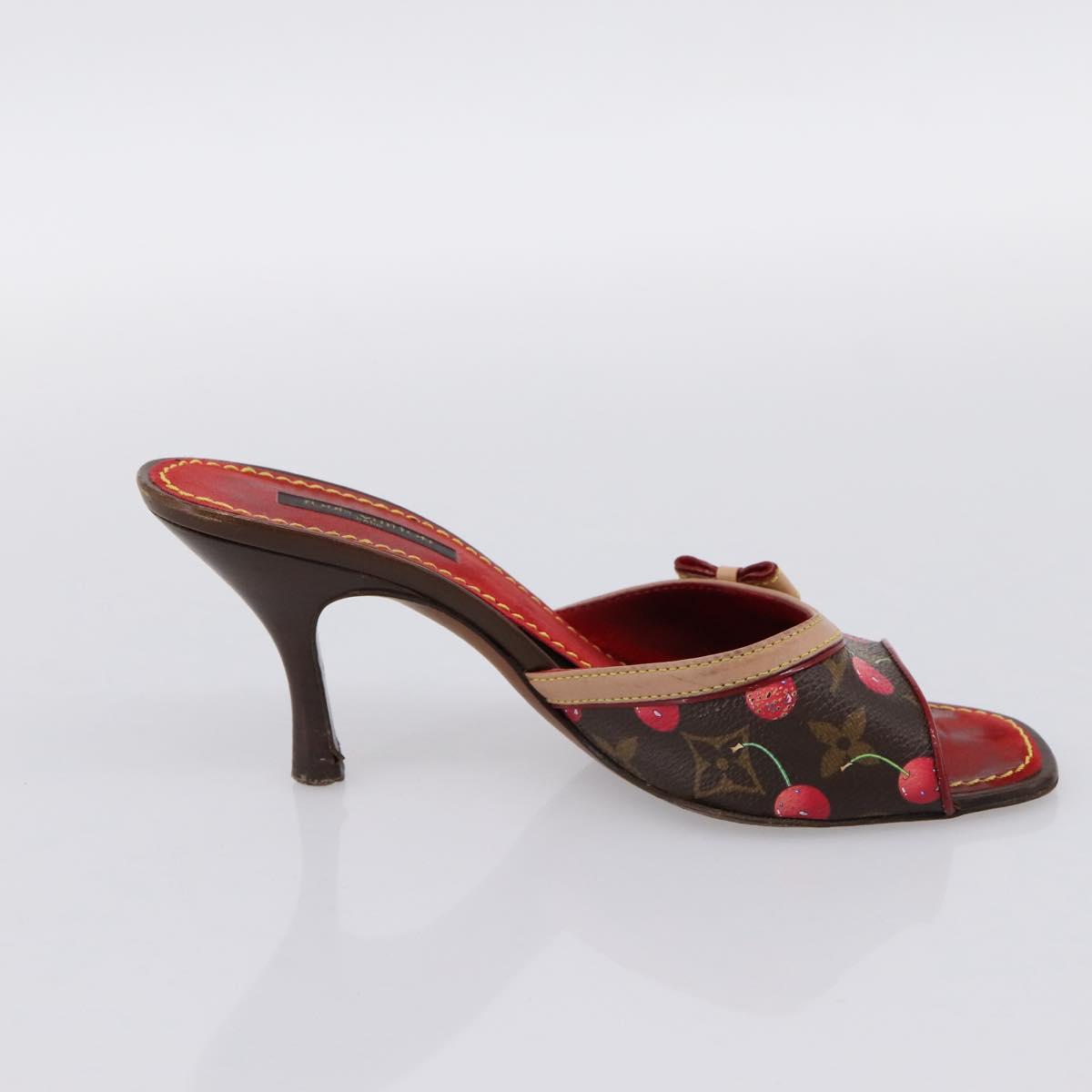 LOUIS VUITTON Monogram Cherry Mule Sandals 36 Marron LV Auth 202717
