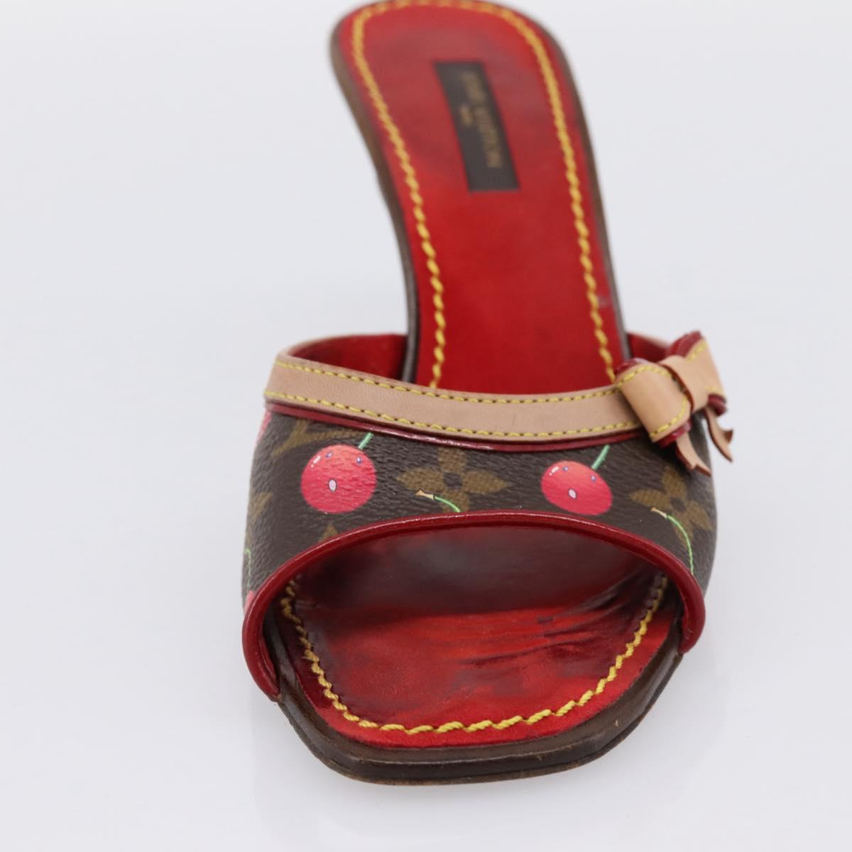 LOUIS VUITTON Monogram Cherry Mule Sandals 36 Marron LV Auth 202717