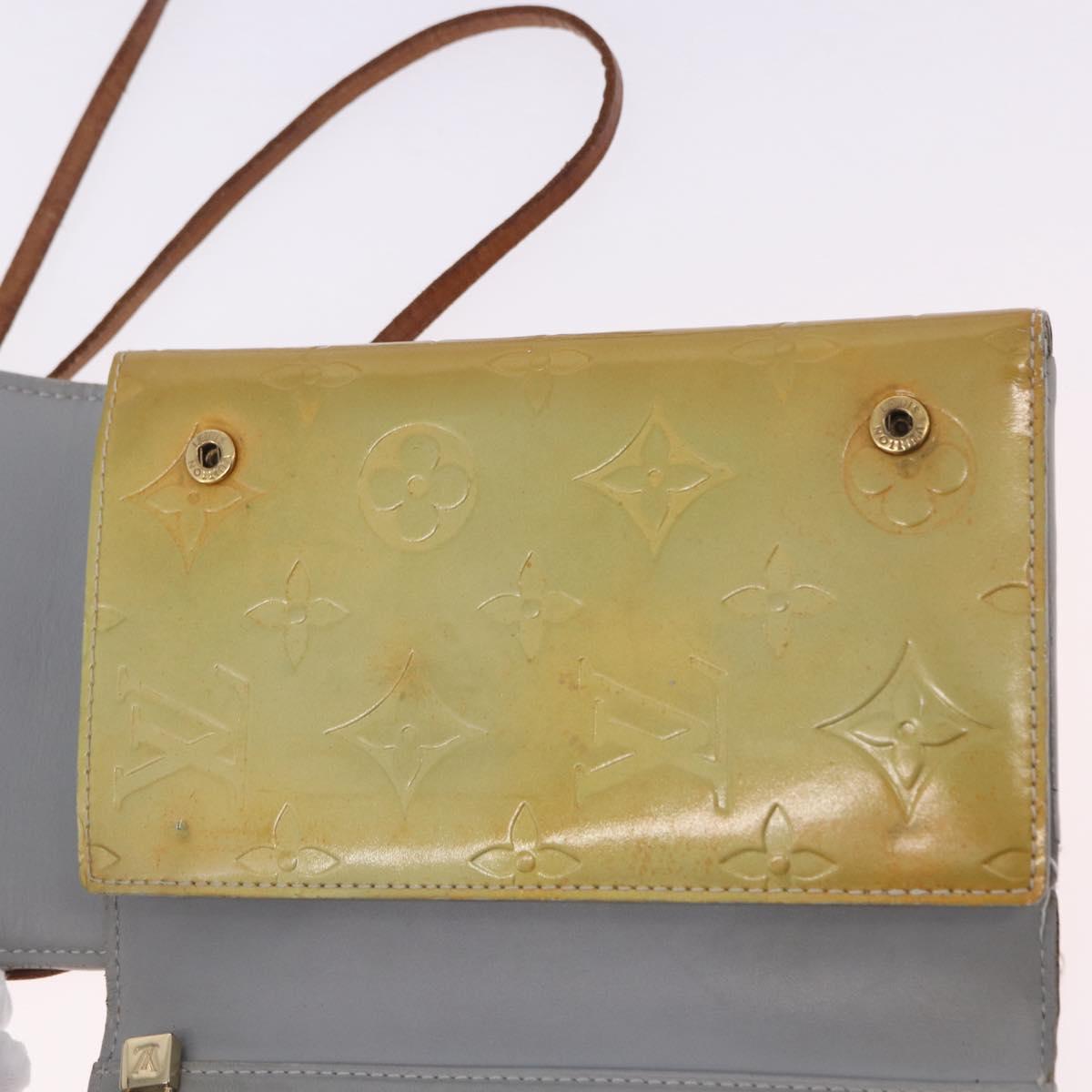 LOUIS VUITTON Monogram Vernis Walker Wallet Gris M91031 LV Auth 202718